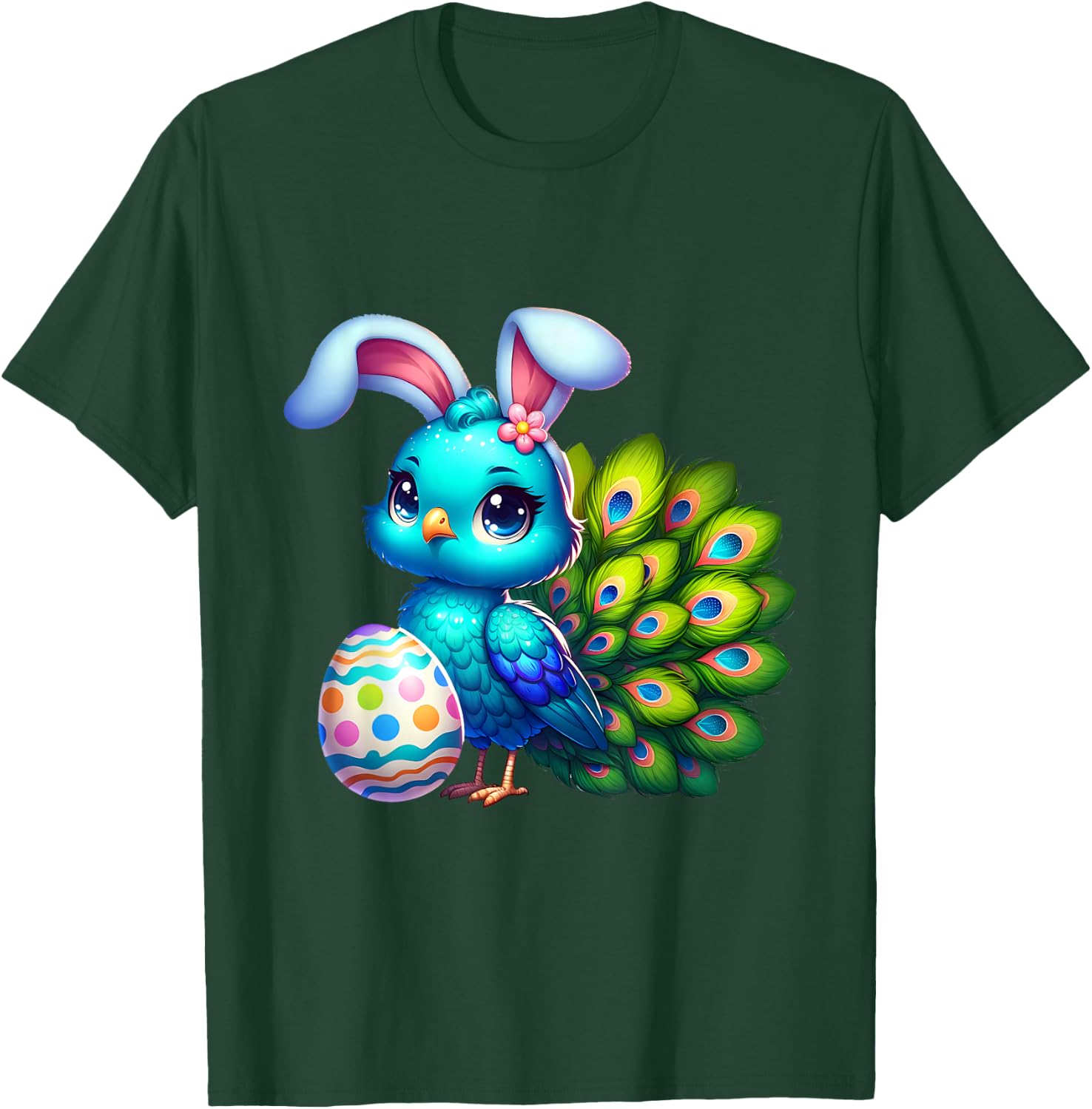 Funny Easter Peacock Lover Egg Eggs Bunny Rabbit Men Women T-Shirt - T-Shirt | Forest