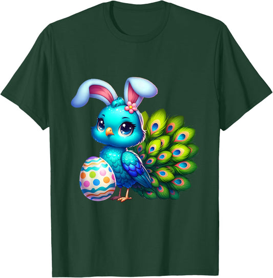 Funny Easter Peacock Lover Egg Eggs Bunny Rabbit Men Women T-Shirt - T-Shirt | Forest