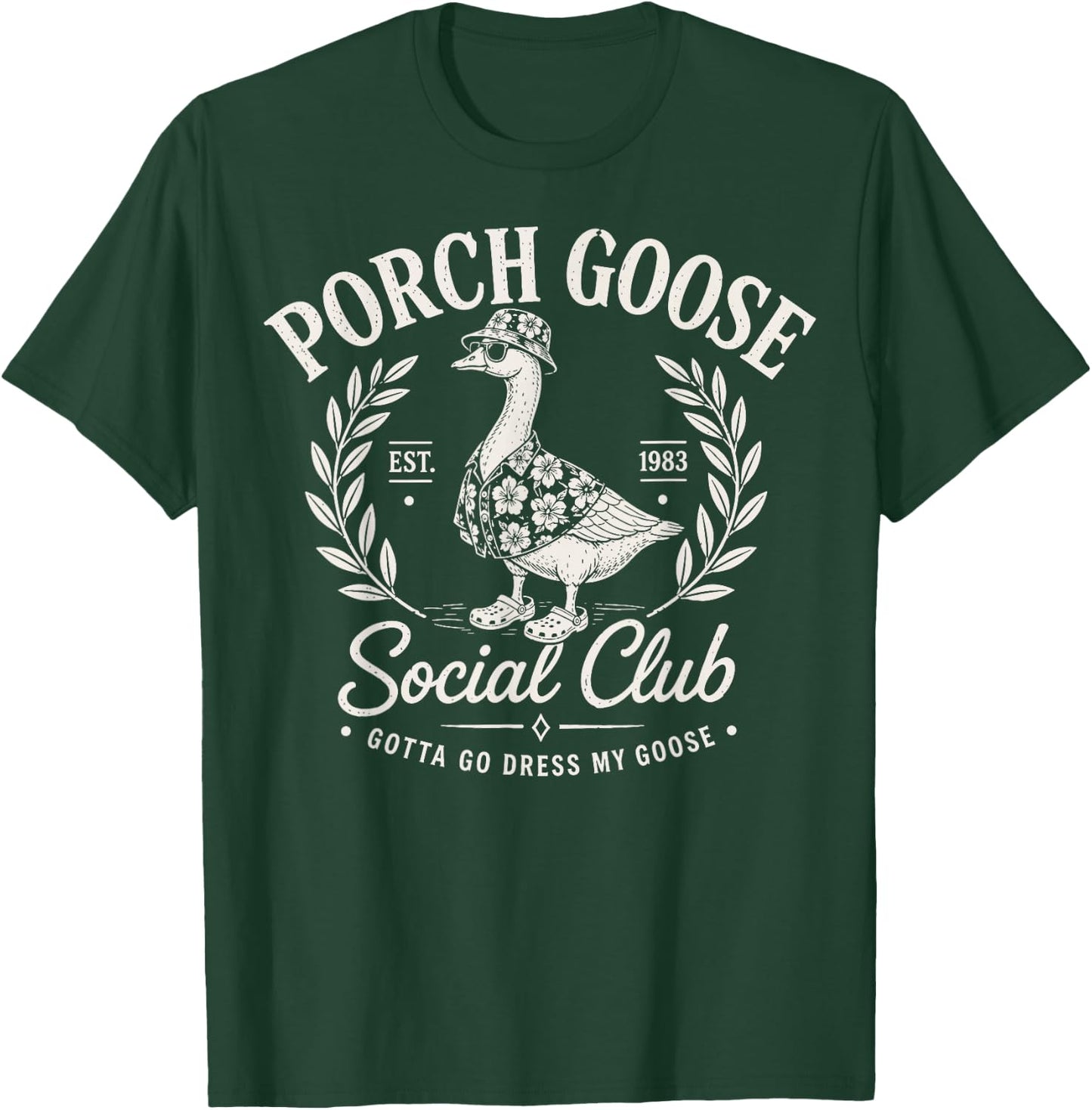 Porch Goose Social Club Funny Vintage Retro T-Shirt - T-Shirt | Forest