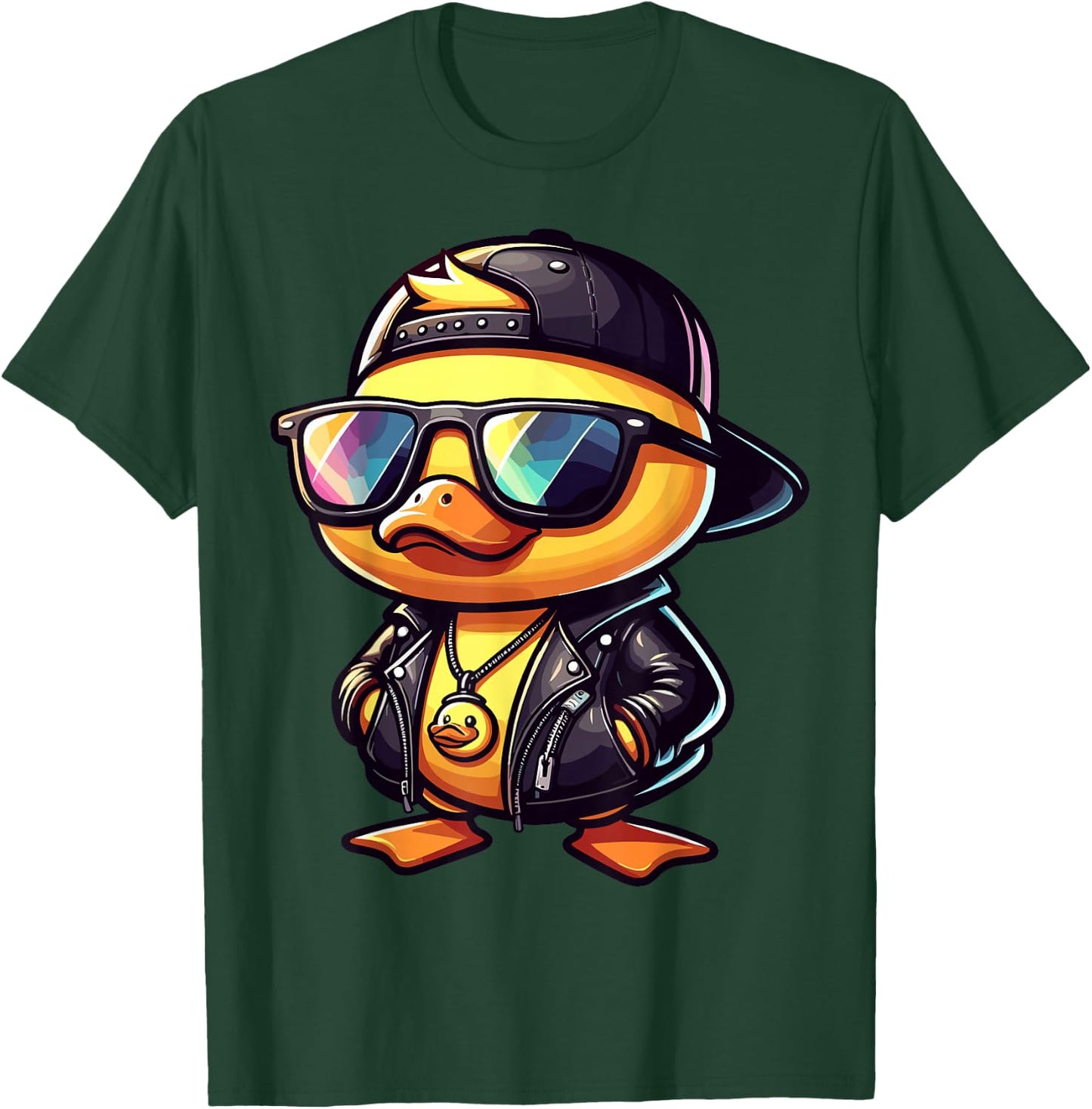 Duck with Sunglasses Cool Rubber Duck T-Shirt - T-Shirt | Forest