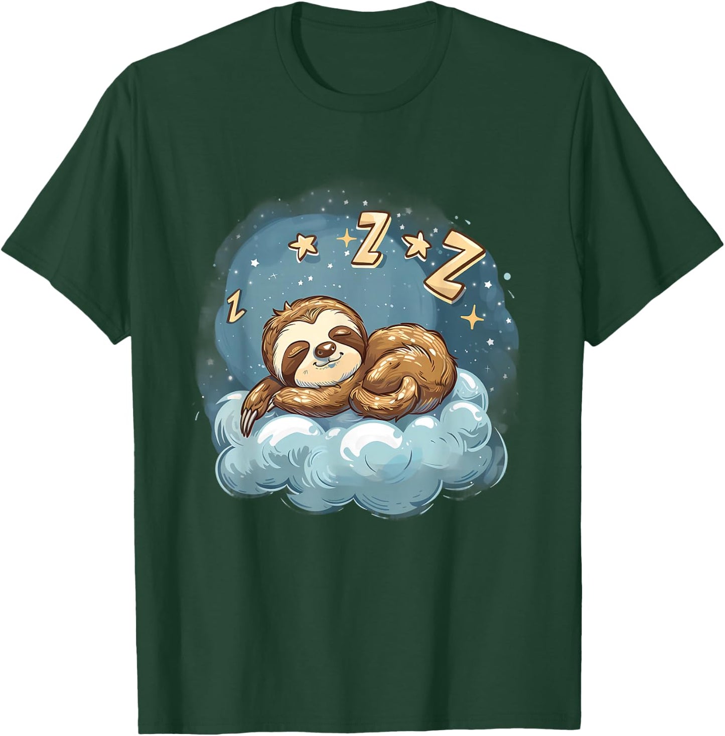 Sloth Sleeping Cloud Napping Artwork Cute Sloth Sleeping T-Shirt - T-Shirt | Forest