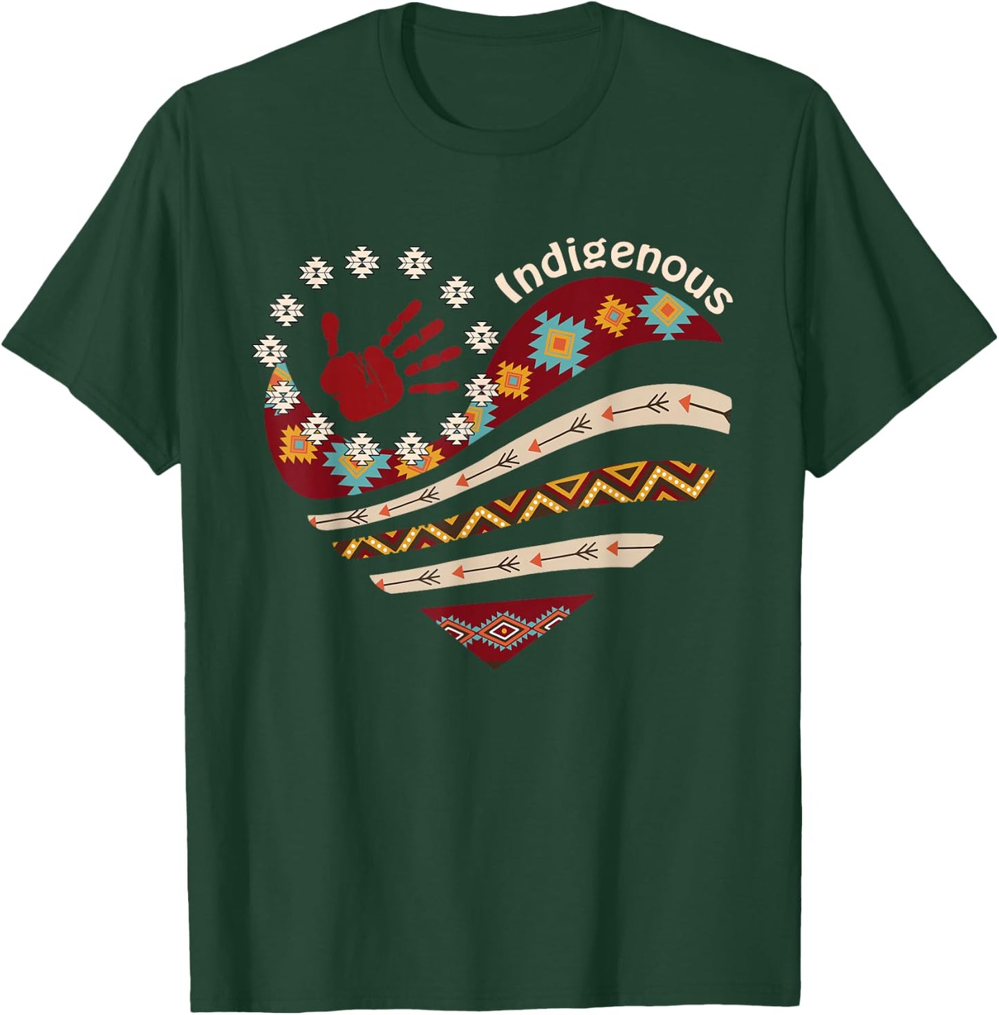 Indigenous Native American Blood Red Hand Heart Shape T-Shirt - T-Shirt | Forest
