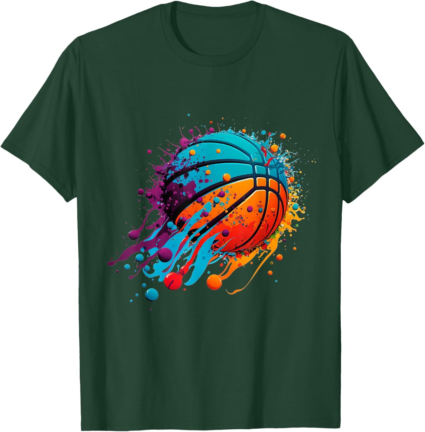 Basketball Splash Team Player Baller Basketball Player T-Shirt - T-Shirt | Forest