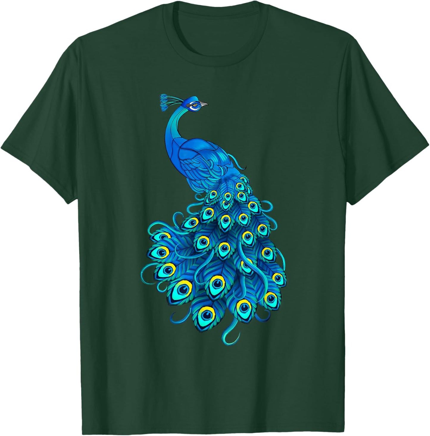 Blue Peacock Print Teal Feathers Bird Lover Men Women Gifts T-Shirt - T-Shirt | Forest
