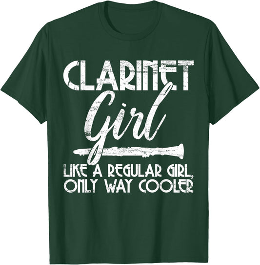 Great Gifts for People Who Love Clarinets Clarinet Girl Music Instrument Funny Vintage Gift T-Shirt - T-Shirt | Forest