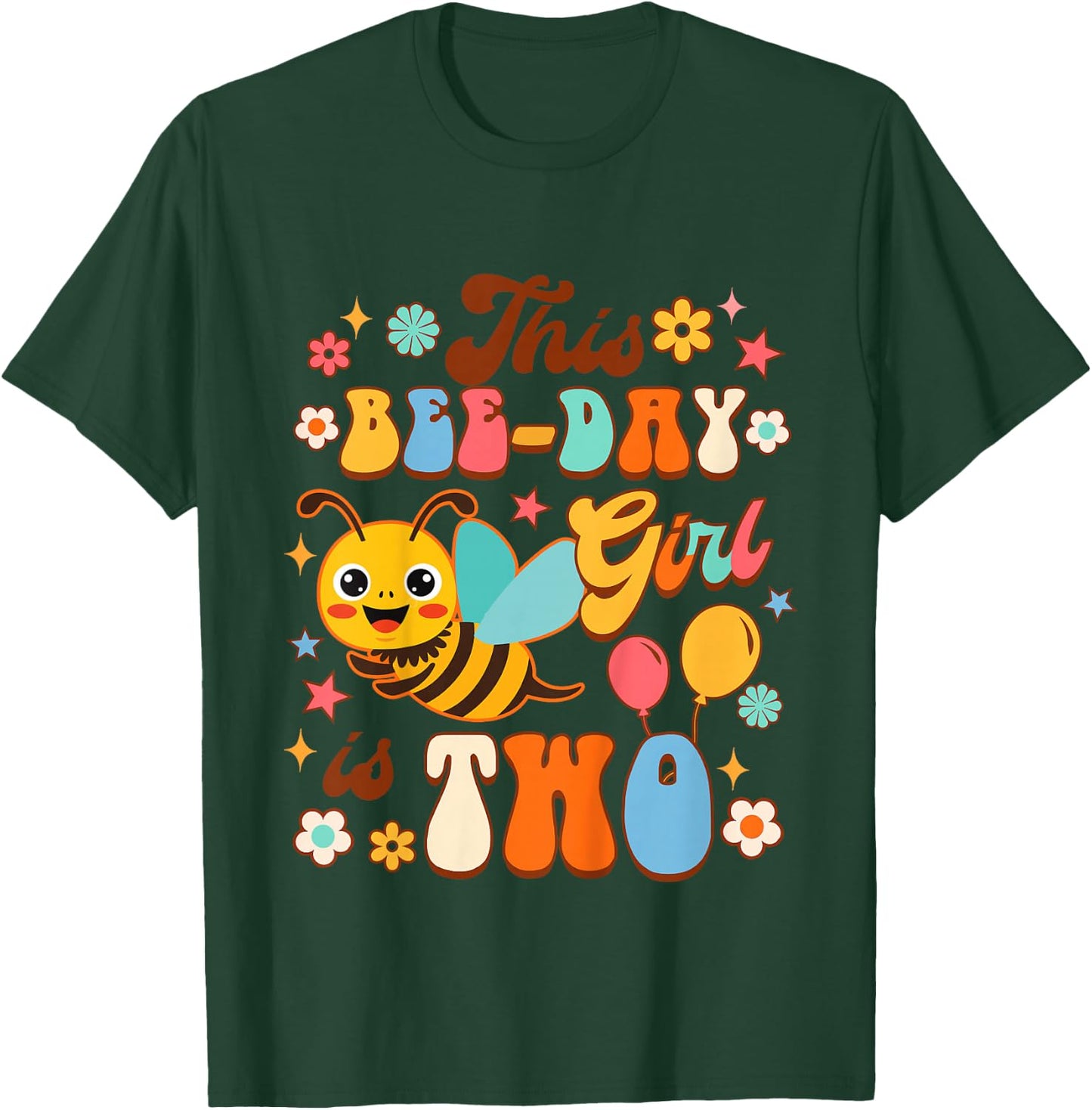 Kids 2nd Birthday Girl Second Birthday This Bee-day Girl Is Two T-Shirt - T-Shirt | Forest