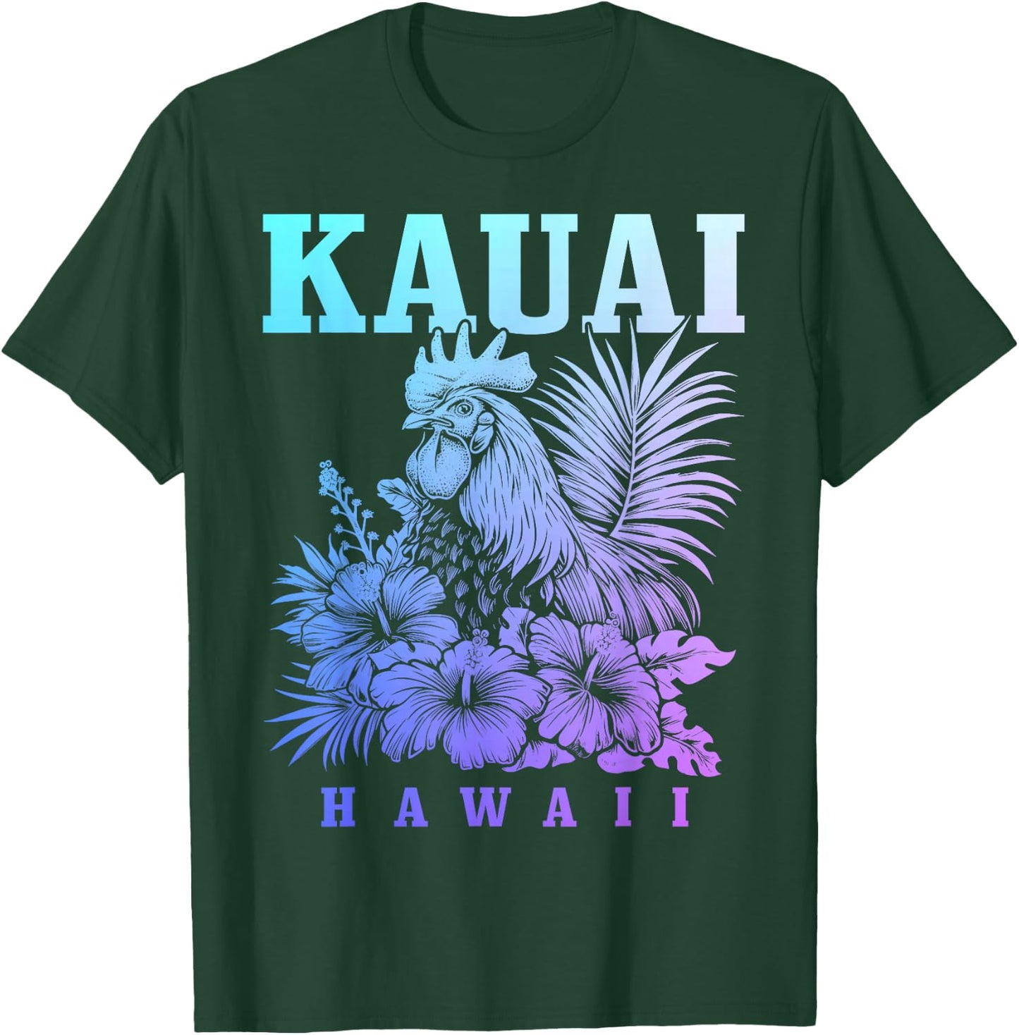 Kauai Hawaii Chicken Hawaiian Hibiscus Flowers Vintage T-Shirt - T-Shirt | Forest