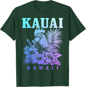Kauai Hawaii Chicken Hawaiian Hibiscus Flowers Vintage T-Shirt - T-Shirt | Forest
