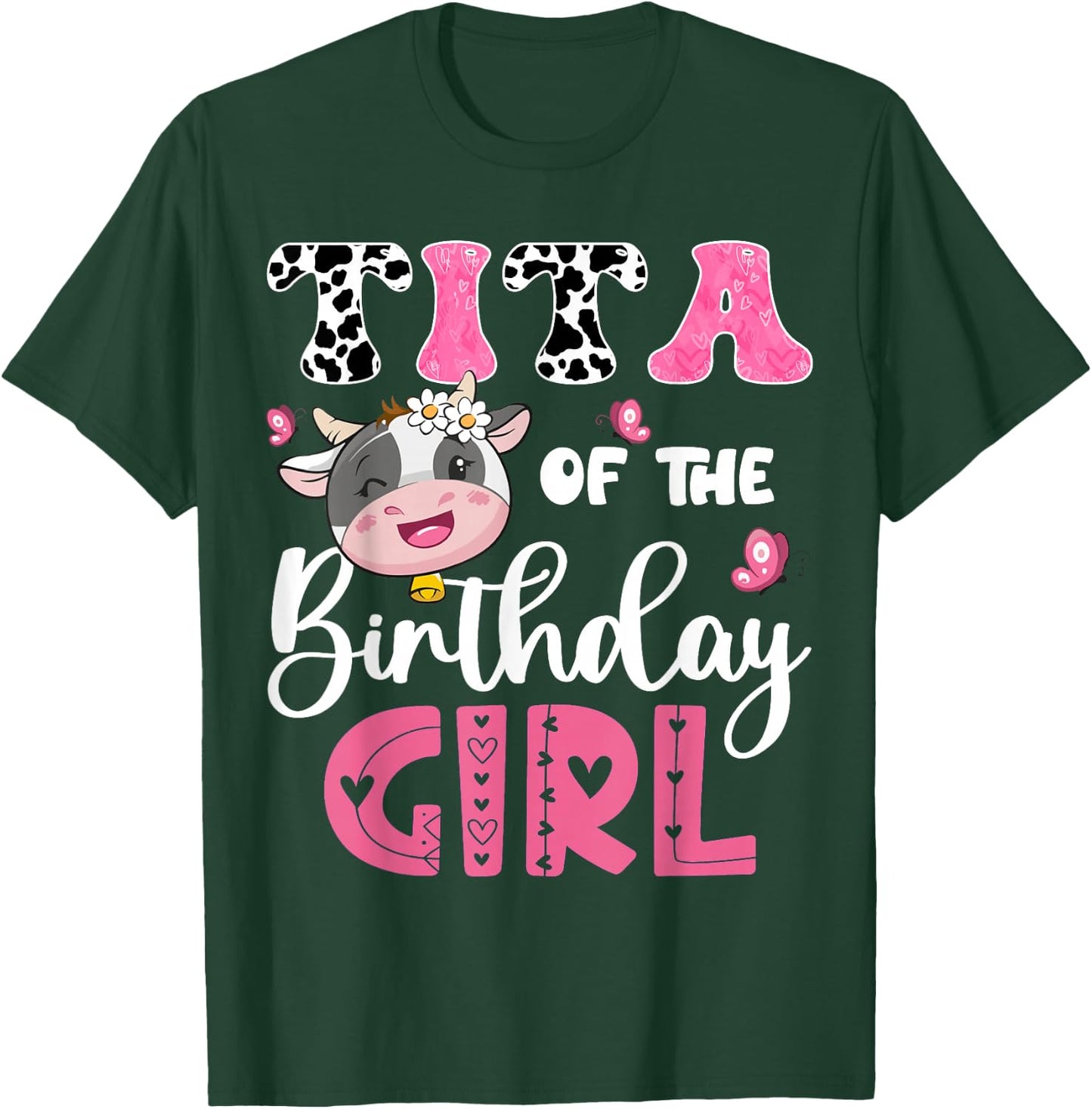 Tita Of The Birthday Girl Farm Cow 1St Birthday Party T-Shirt - T-Shirt | Forest
