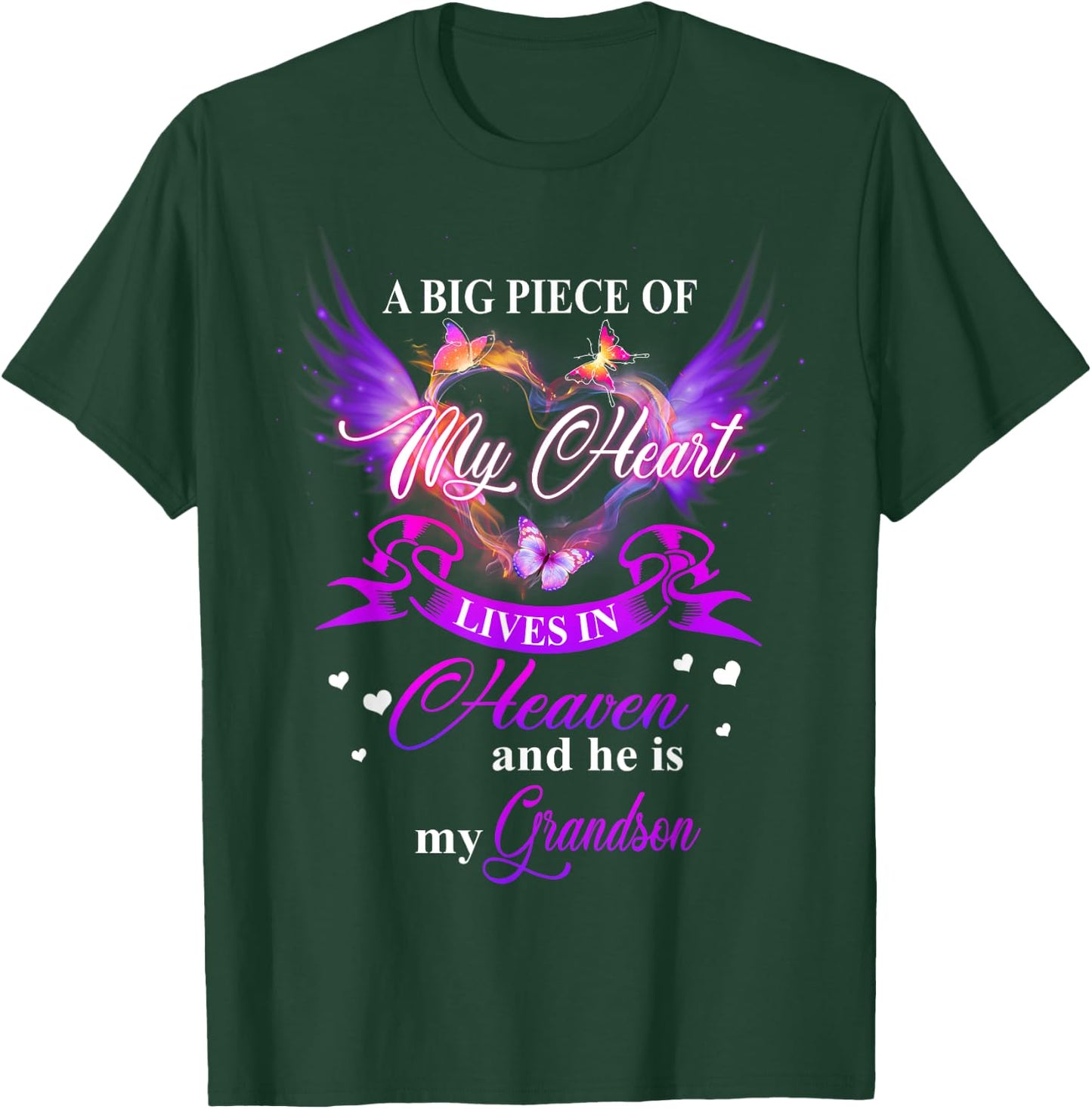 My Heart Lives In Heaven And He Is My Grandson Remember Love T-Shirt - T-Shirt | Forest