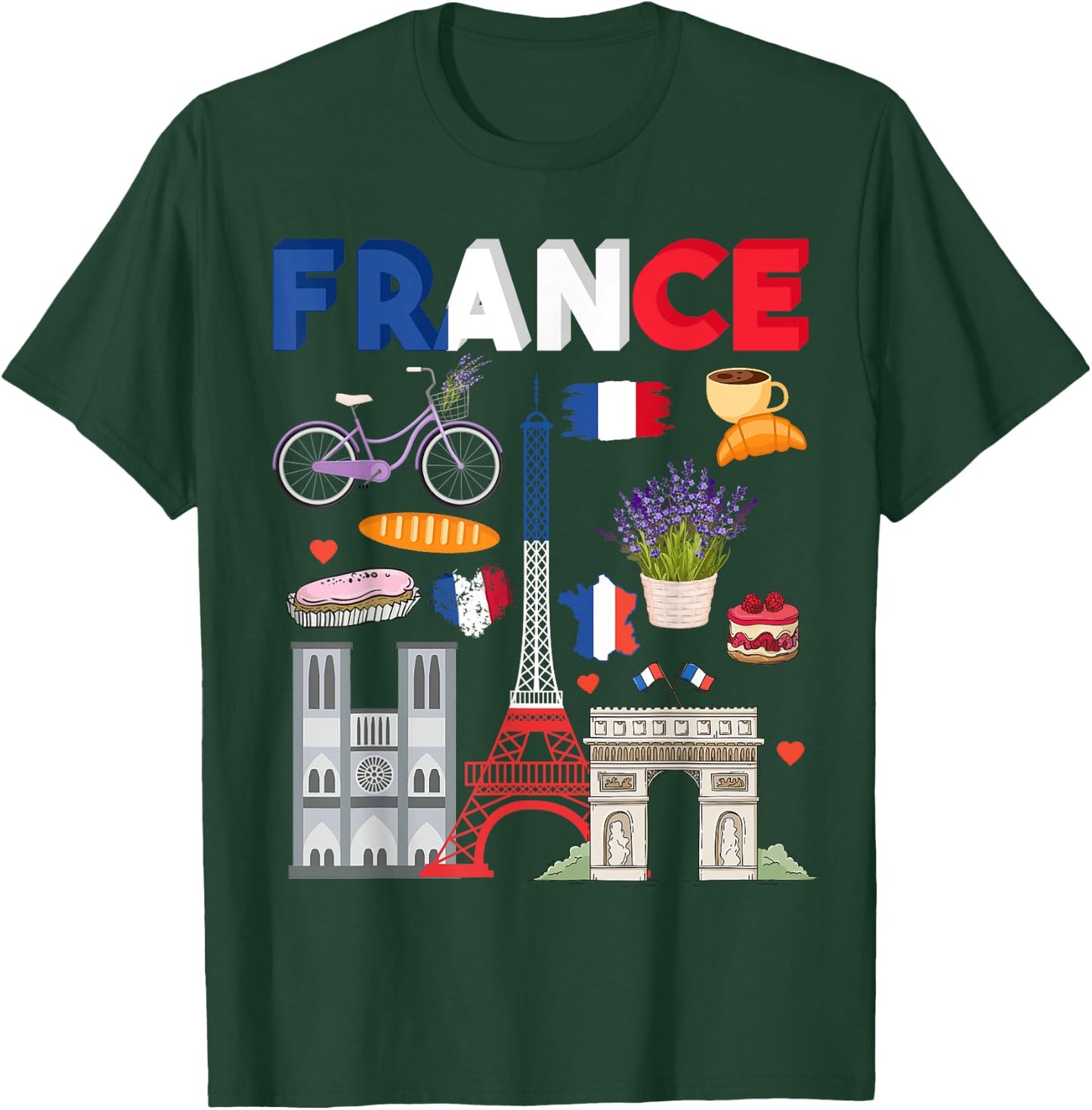 French flag outfit idea , flag of France and lavender , Black, S T-Shirt - T-Shirt | Forest