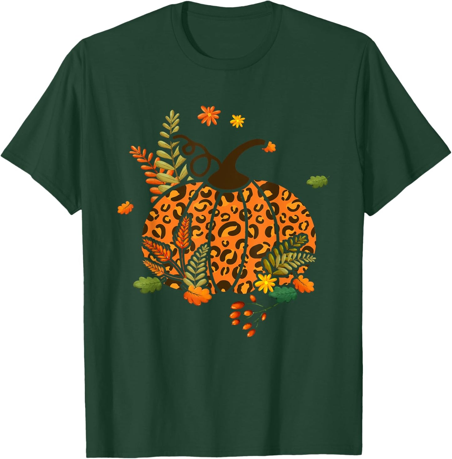 Leopard Print Pumpkin Halloween Fall Autumn Thanksgiving T-Shirt - T-Shirt | Forest