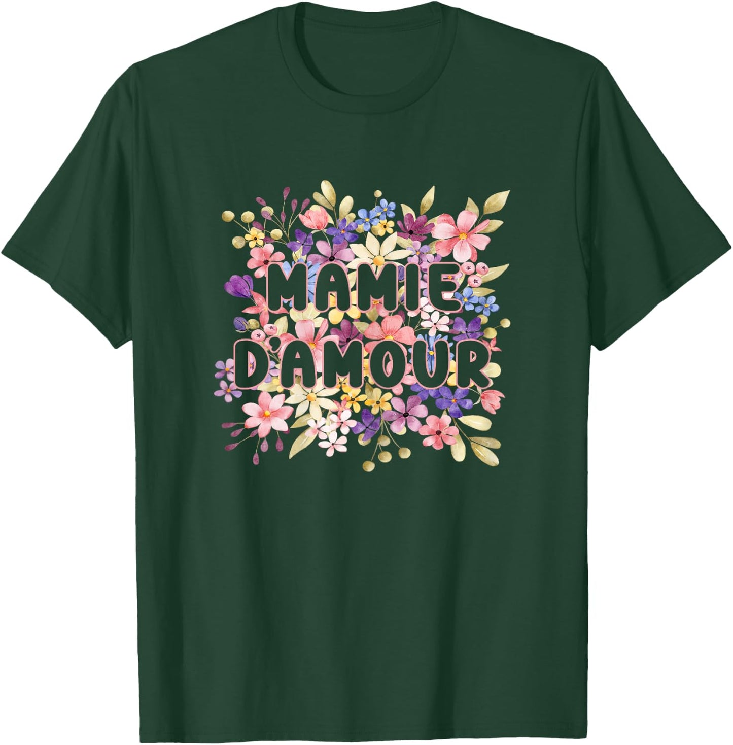 Grandma Love Flowers Gift Super Manny Grandma Day , Black, Female X-Small T-Shirt - T-Shirt | Forest