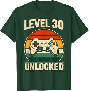30th Birthday Level 30 Unlocked Gamer Gaming 30 Birthday T-Shirt - T-Shirt | Forest
