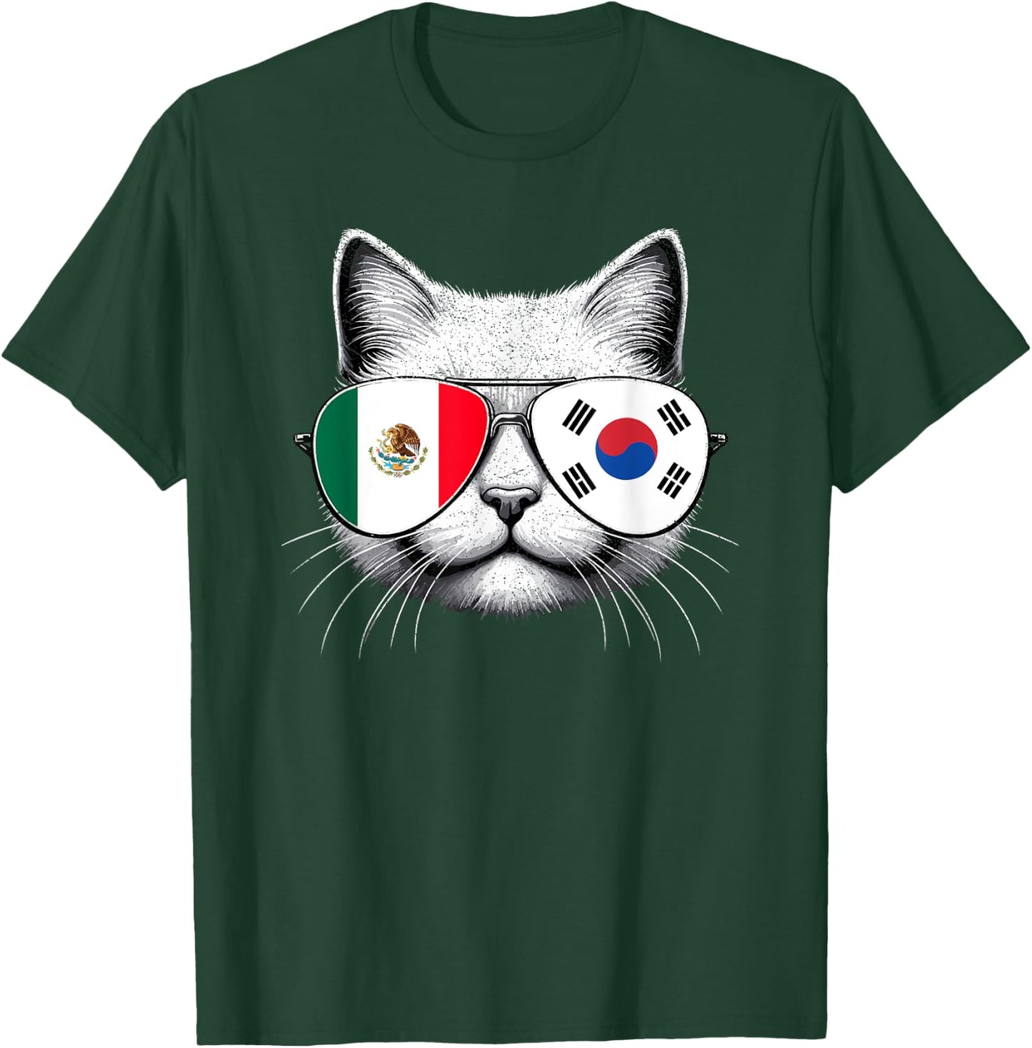 Mexican Korean Flag Funny Cat Mexico South Korea T-Shirt - T-Shirt | Forest