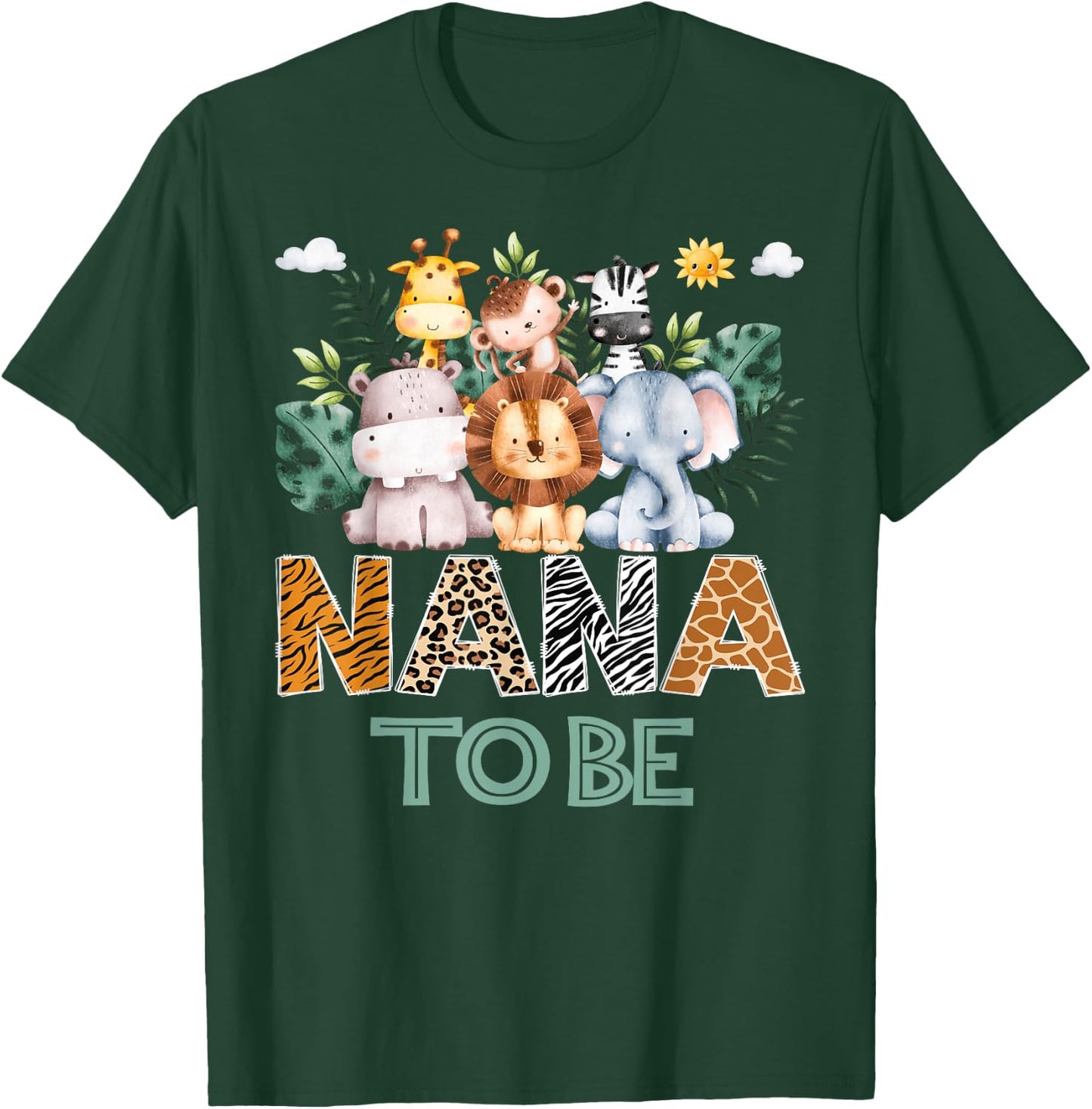 Soon To Be Nana Jungle Animal Safari Gender Reveal T-Shirt - T-Shirt | Forest