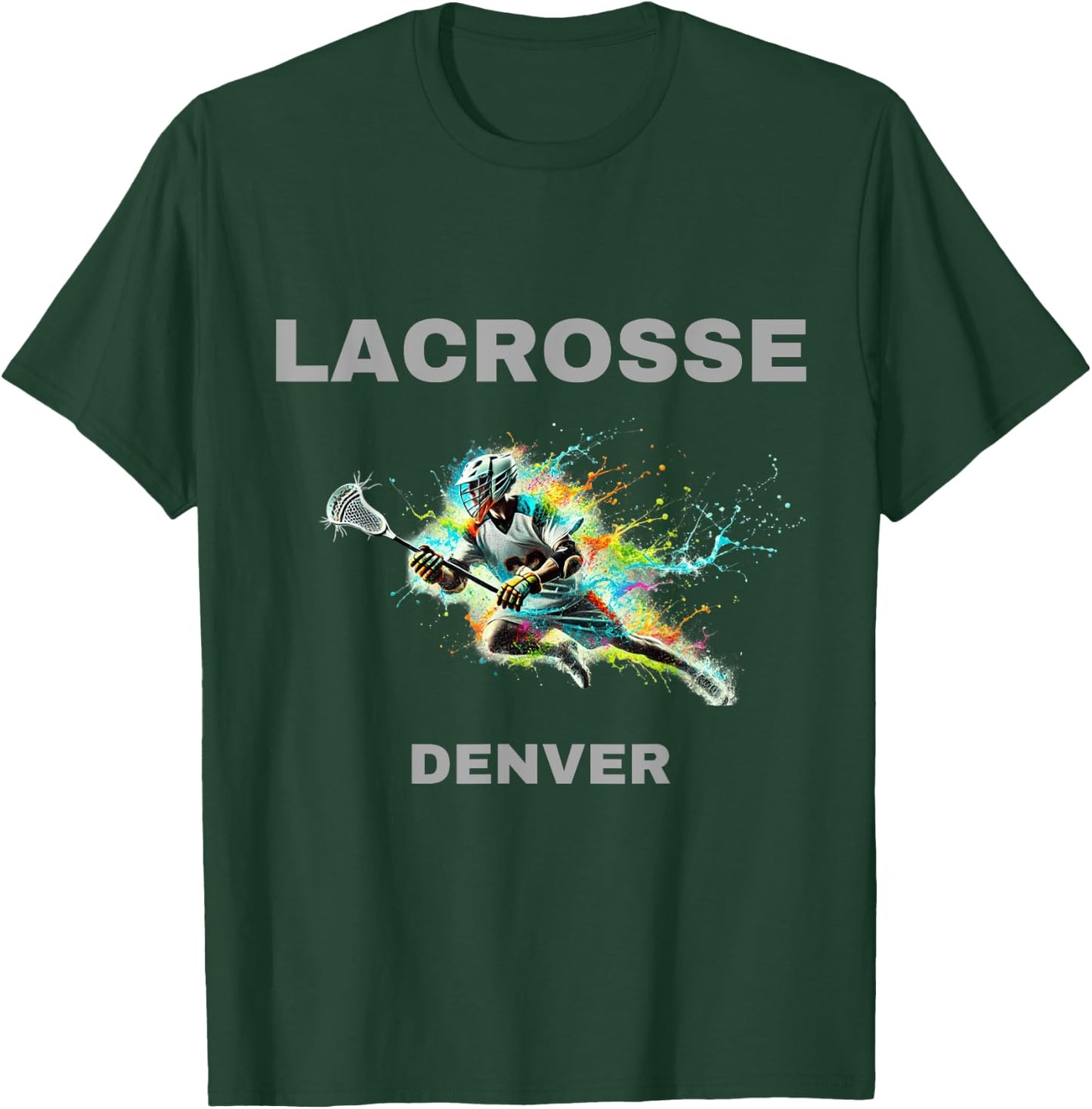 Colorful Lacrosse Player - Denver T-Shirt - T-Shirt | Forest