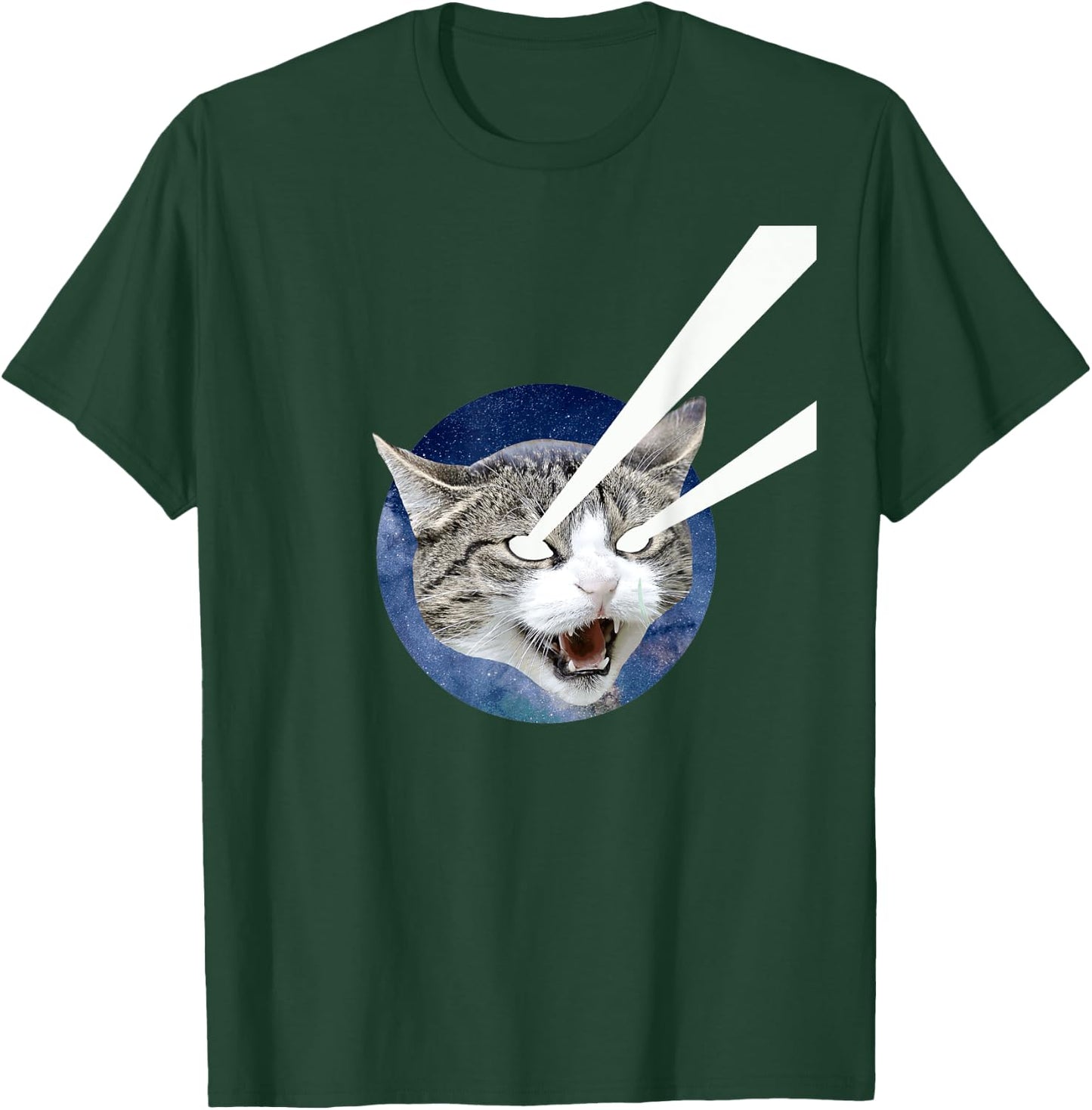 Space Cat Laser Beam Design Cat Lover Shirt Women Girls Kids T-Shirt - T-Shirt | Forest