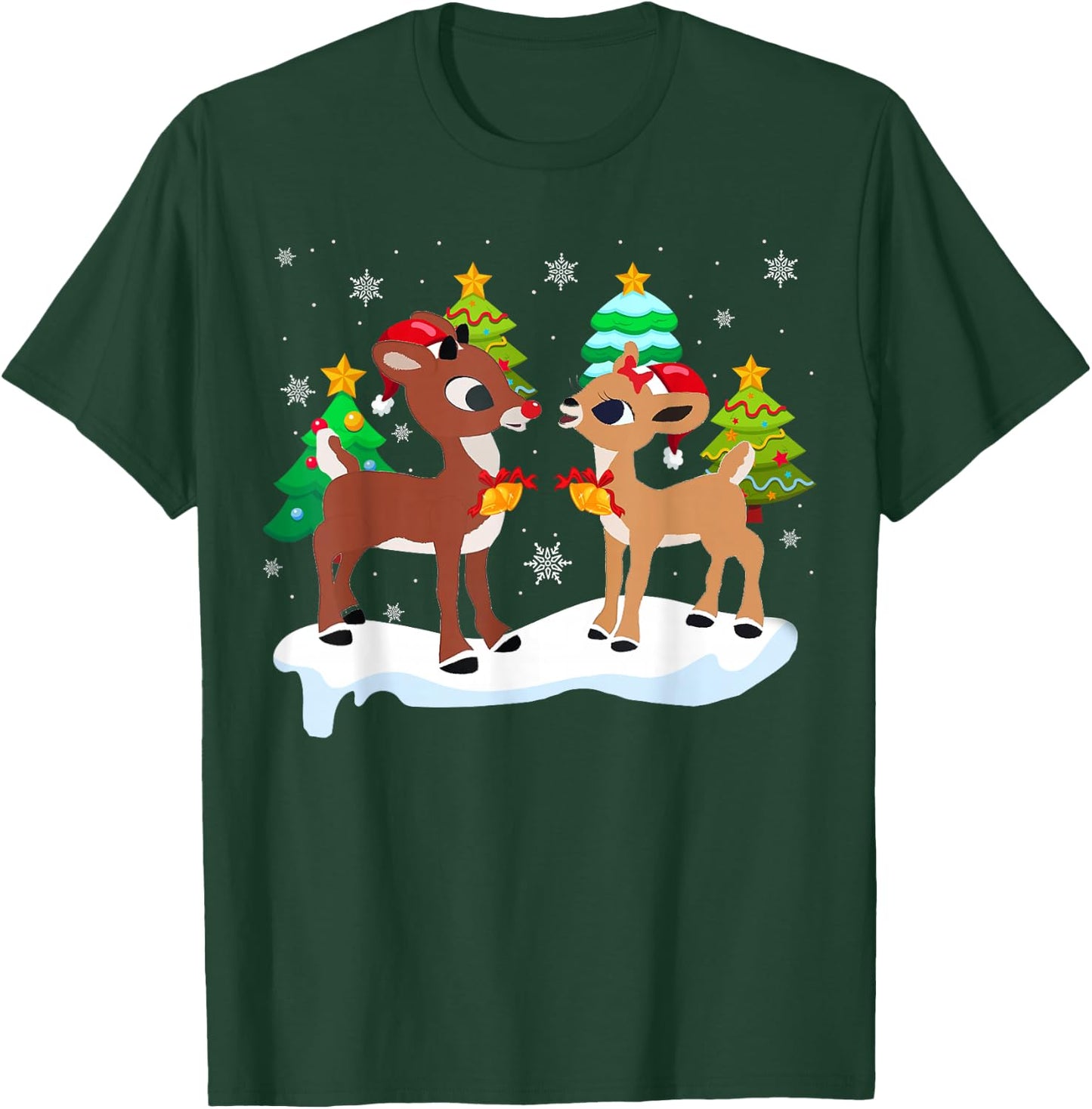 Red Nose Reindeer and Clarice Christmas Tree Kids Girls T-Shirt - T-Shirt | Forest