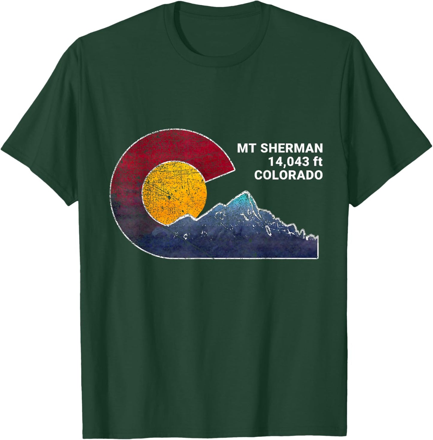 Mount Sherman Colorado Flag Inspired T-Shirt - T-Shirt | Forest