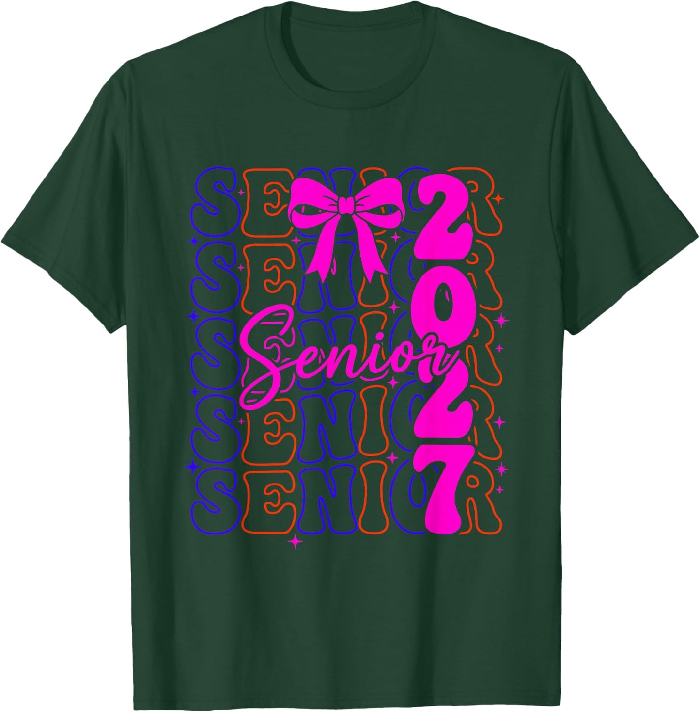 Senior Class of 2027 Coquette Bow Graduation T-Shirt - T-Shirt | Forest