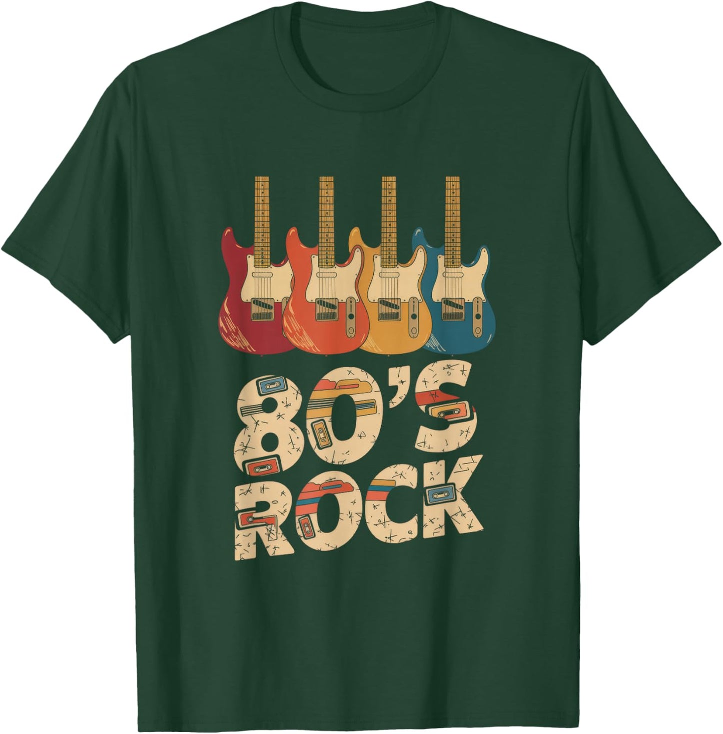 80's Rock - Rock Band Guitar Cassette Tape T-Shirt - T-Shirt | Forest