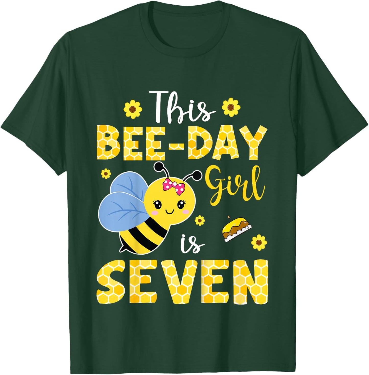 This Bee-Day Girl Is Seven 7 Years Old 7th Birthday Kids T-Shirt - T-Shirt | Forest