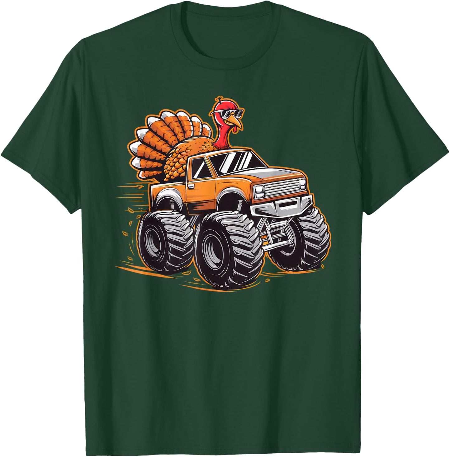 Monster Truck Thanksgiving Turkey Kids Boys Toddlers T-Shirt - T-Shirt | Forest