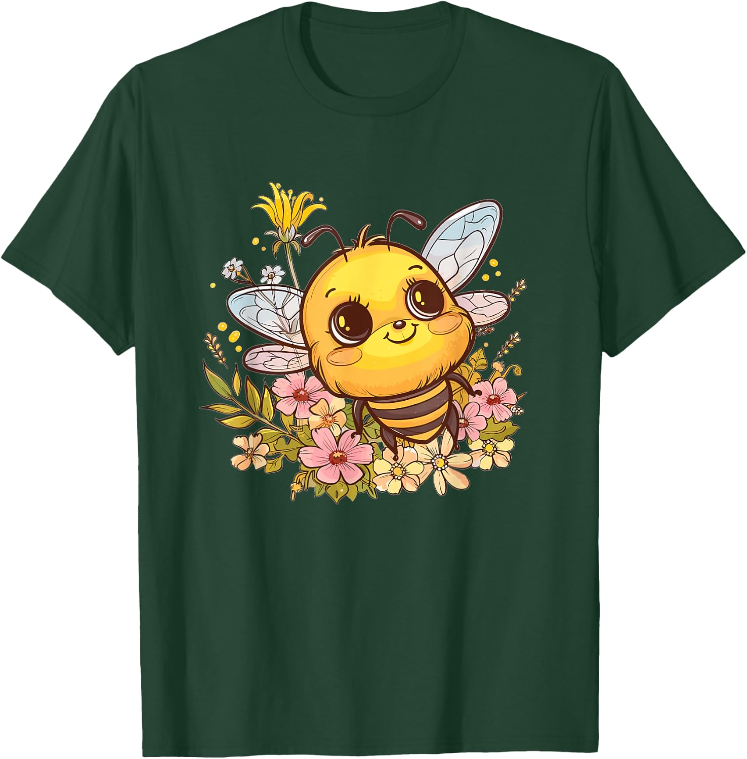 Cute Bee with Flowers I Kids Bee T-Shirt - T-Shirt | Forest