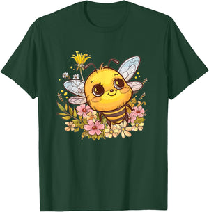 Cute Bee with Flowers I Kids Bee T-Shirt - T-Shirt | Forest