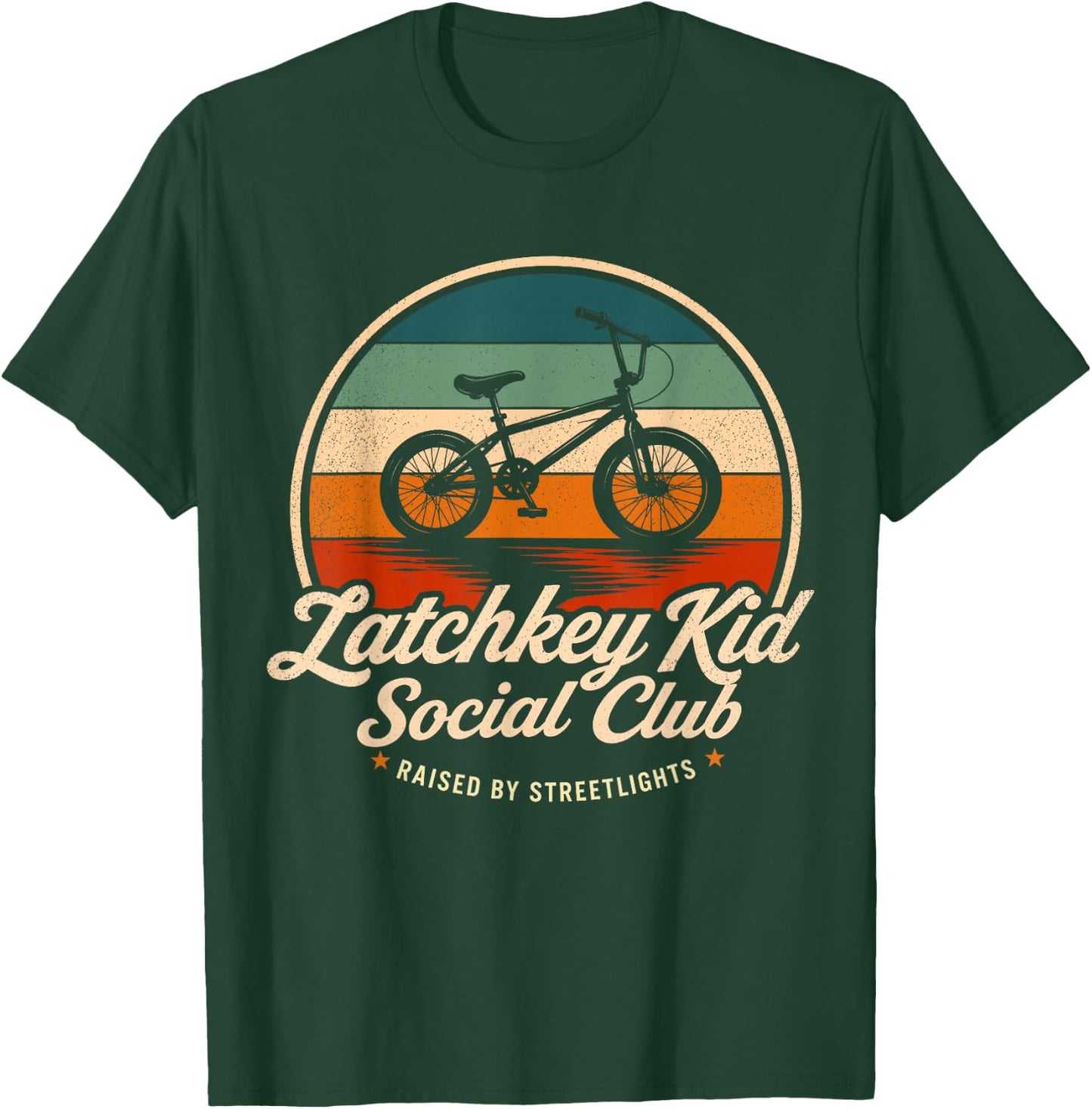 Retro Latchkey Kid Social Club Raised By Streetlights T-Shirt - T-Shirt | Forest