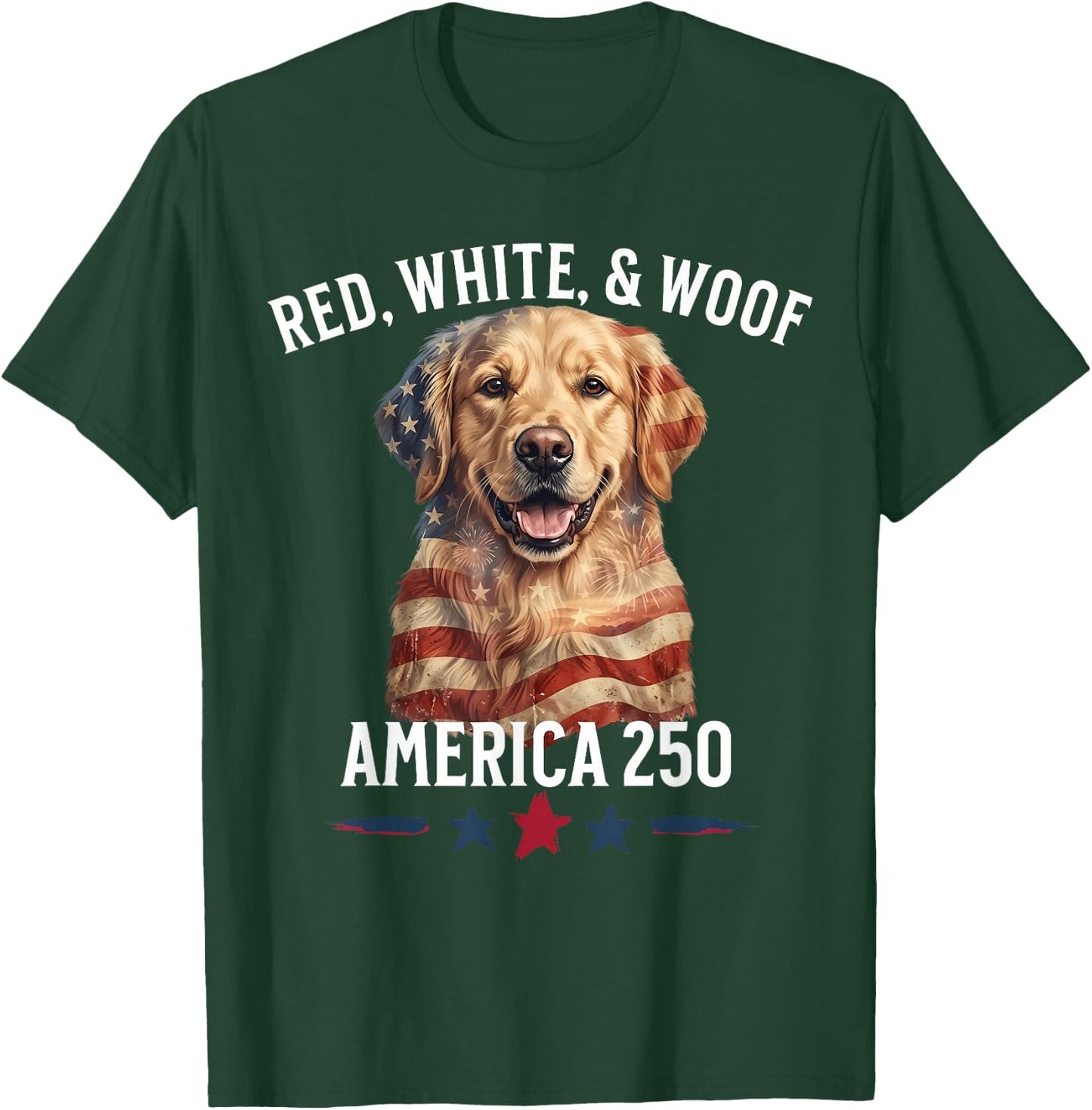 Funny Patriotic Dog Red White & Woof 4th of July Lover T-Shirt - T-Shirt | Forest