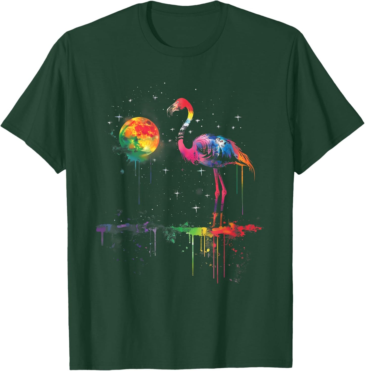 Flamingo Bird Colourful Artwork Splash Flamingo Lover T-Shirt - T-Shirt | Forest