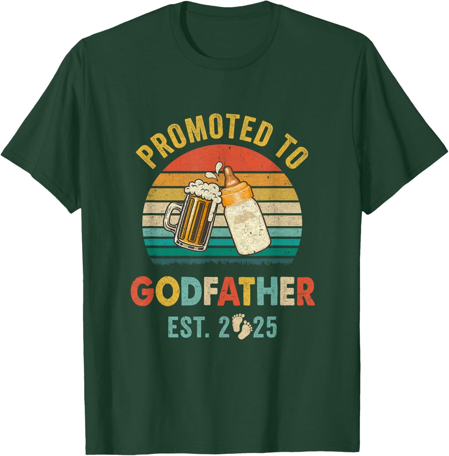 Promoted To Godfather Est 2025 Vintage New Fathers Day T-Shirt - T-Shirt | Forest