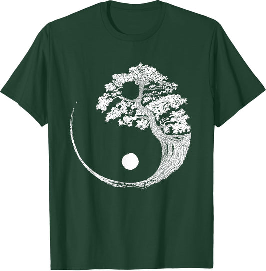 Yin Yang Bonsai Tree Japanese Buddhist Zen T-Shirt - T-Shirt | Forest