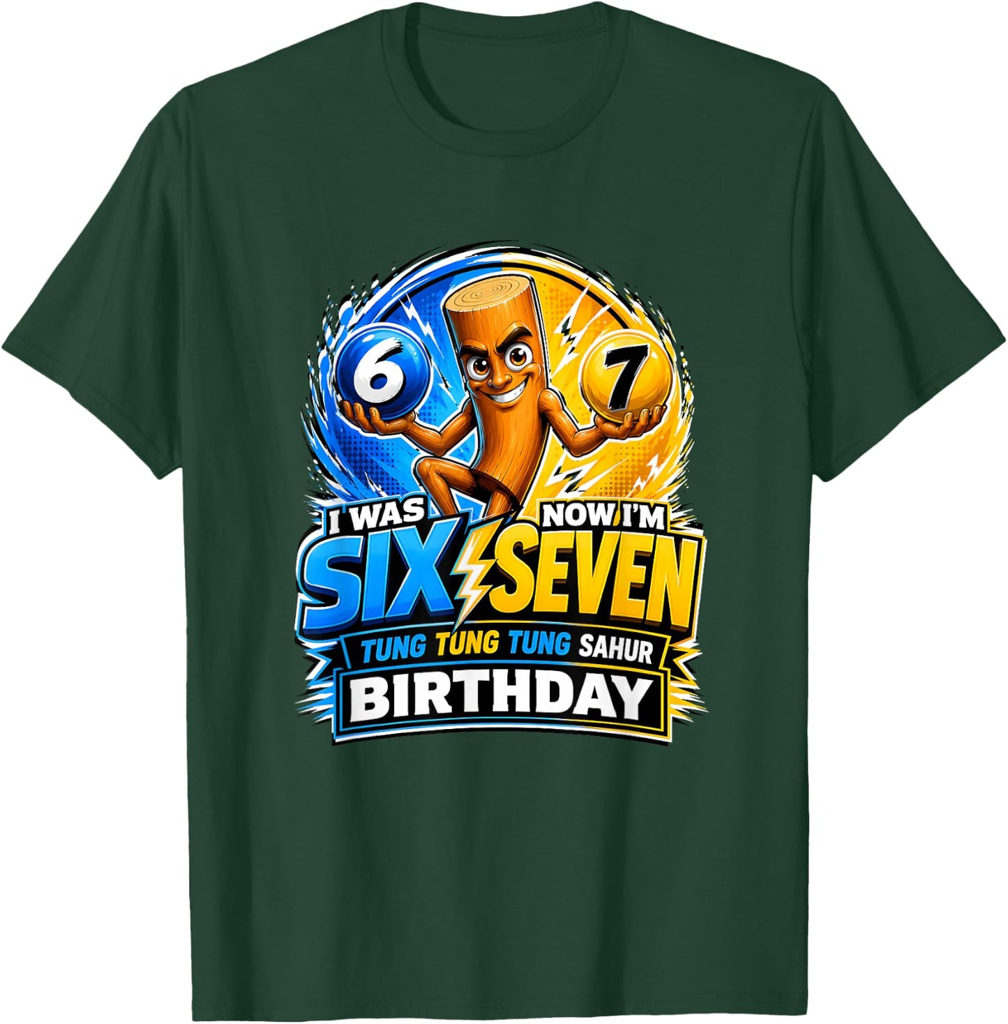 Funny 7th Birthday 67 Brainrot Meme Tung Tung Tung Sahur T-Shirt - T-Shirt | Forest