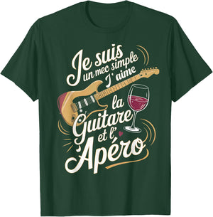 Man Musician Guitarist Gift Humor Guitar Aperitif , Black, S T-Shirt - T-Shirt | Forest