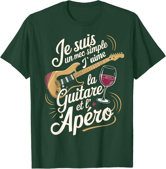 Man Musician Guitarist Gift Humor Guitar Aperitif , Black, S T-Shirt - T-Shirt | Forest