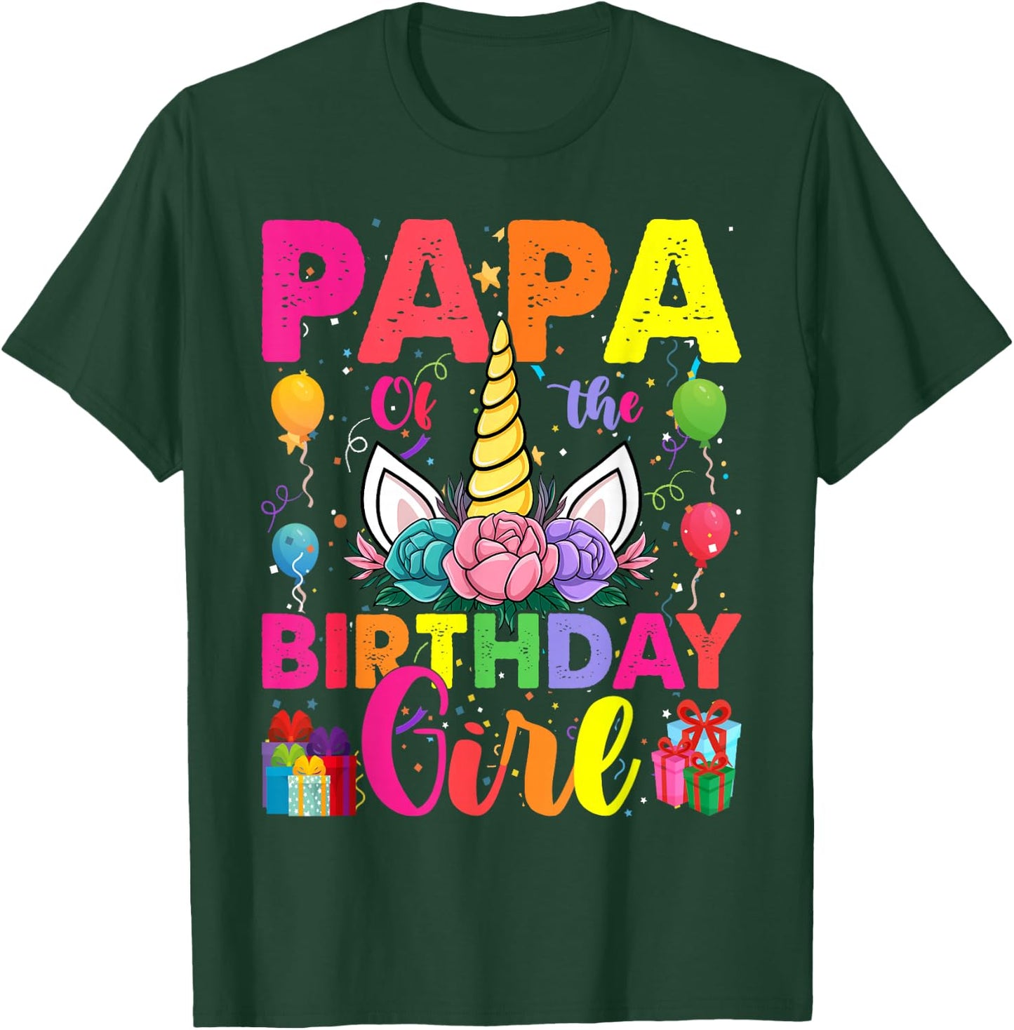 Papa Of The Birthday Girl Unicorn Girls Family Matching T-Shirt - T-Shirt | Forest