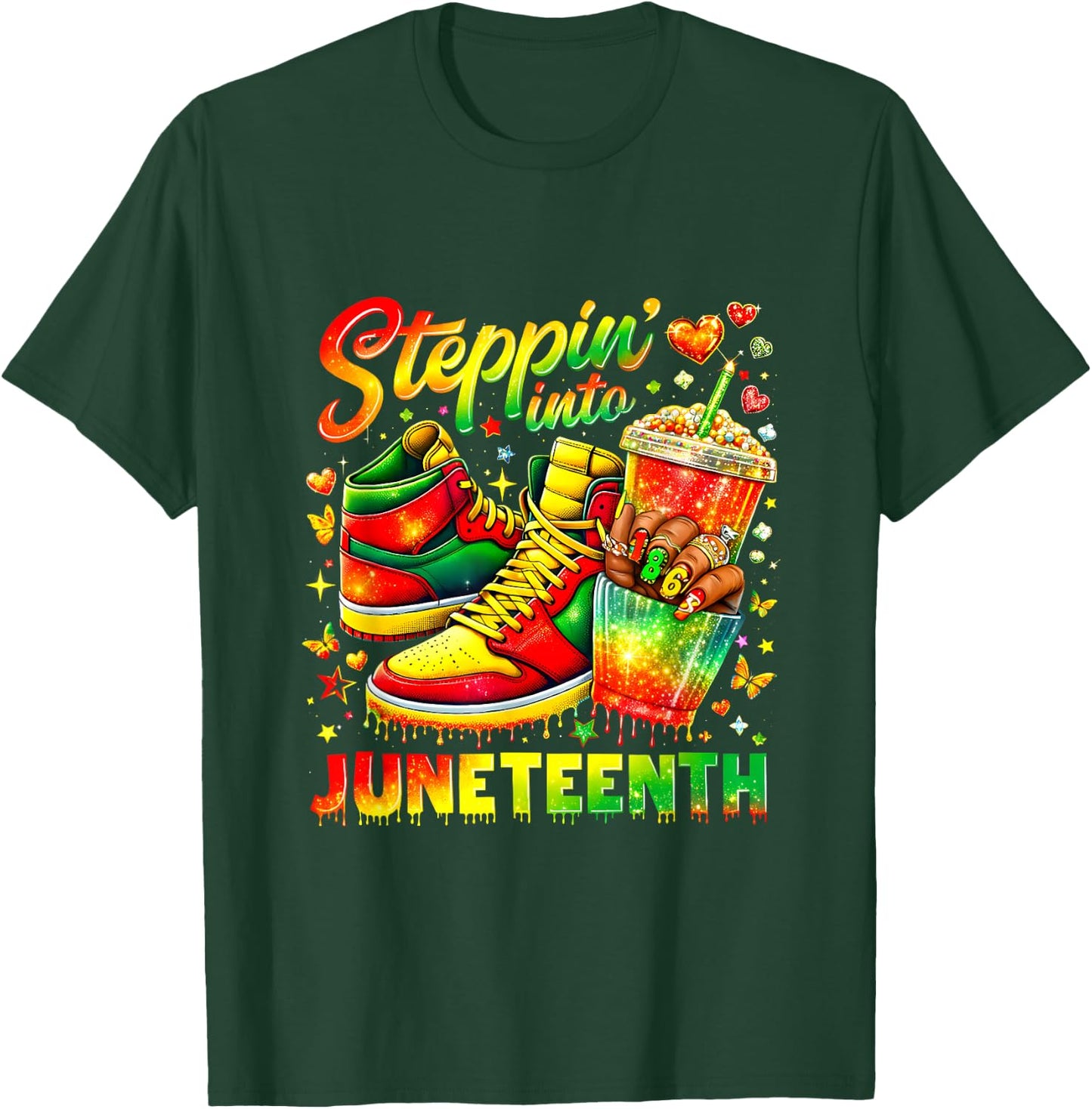 Juneteenth Steppin Into Freedom T-Shirt - T-Shirt | Forest