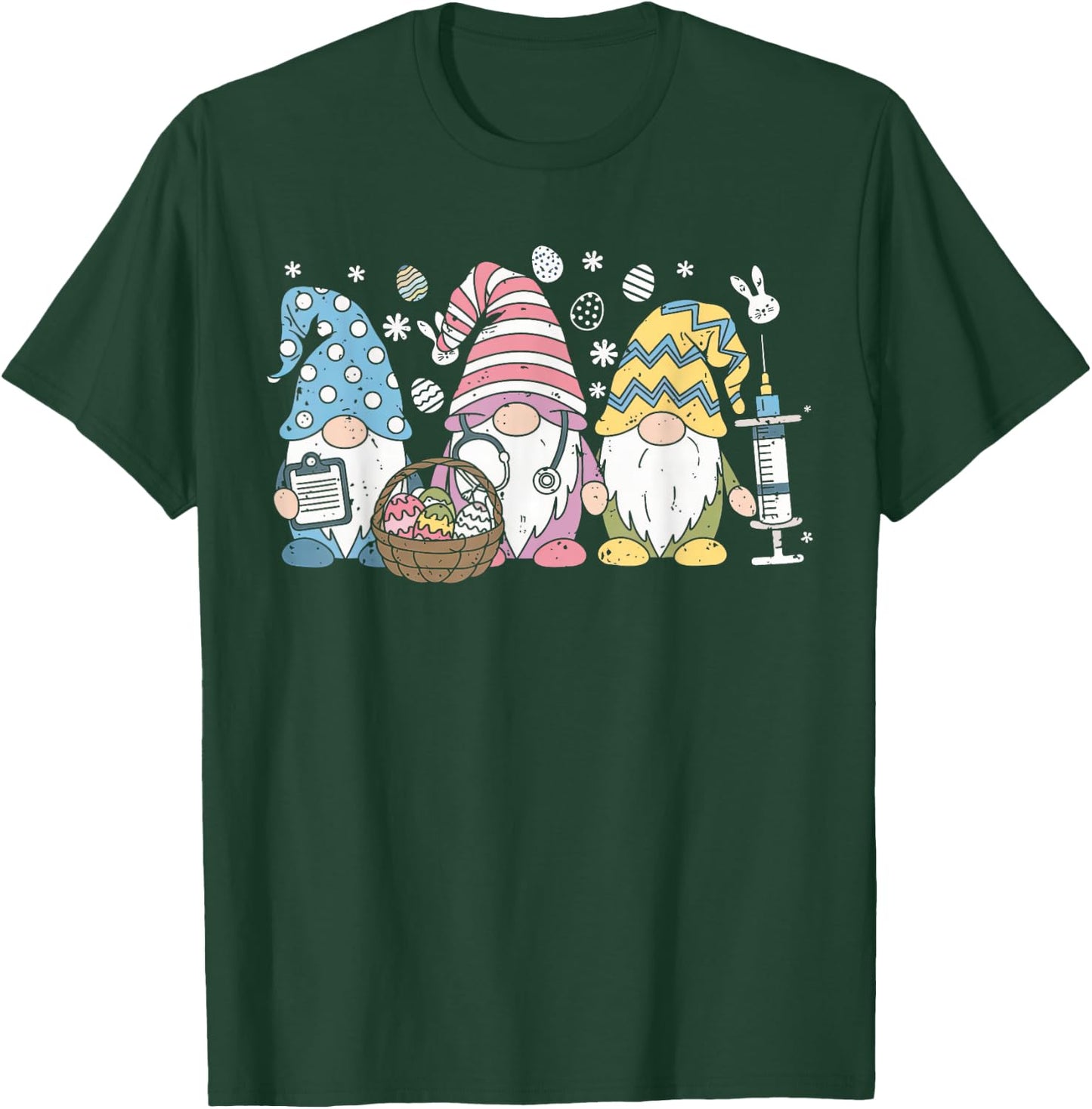 Nurse Gnomes Stethoscope Eggs Easter Scrub RN ICU Women T-Shirt - T-Shirt | Forest