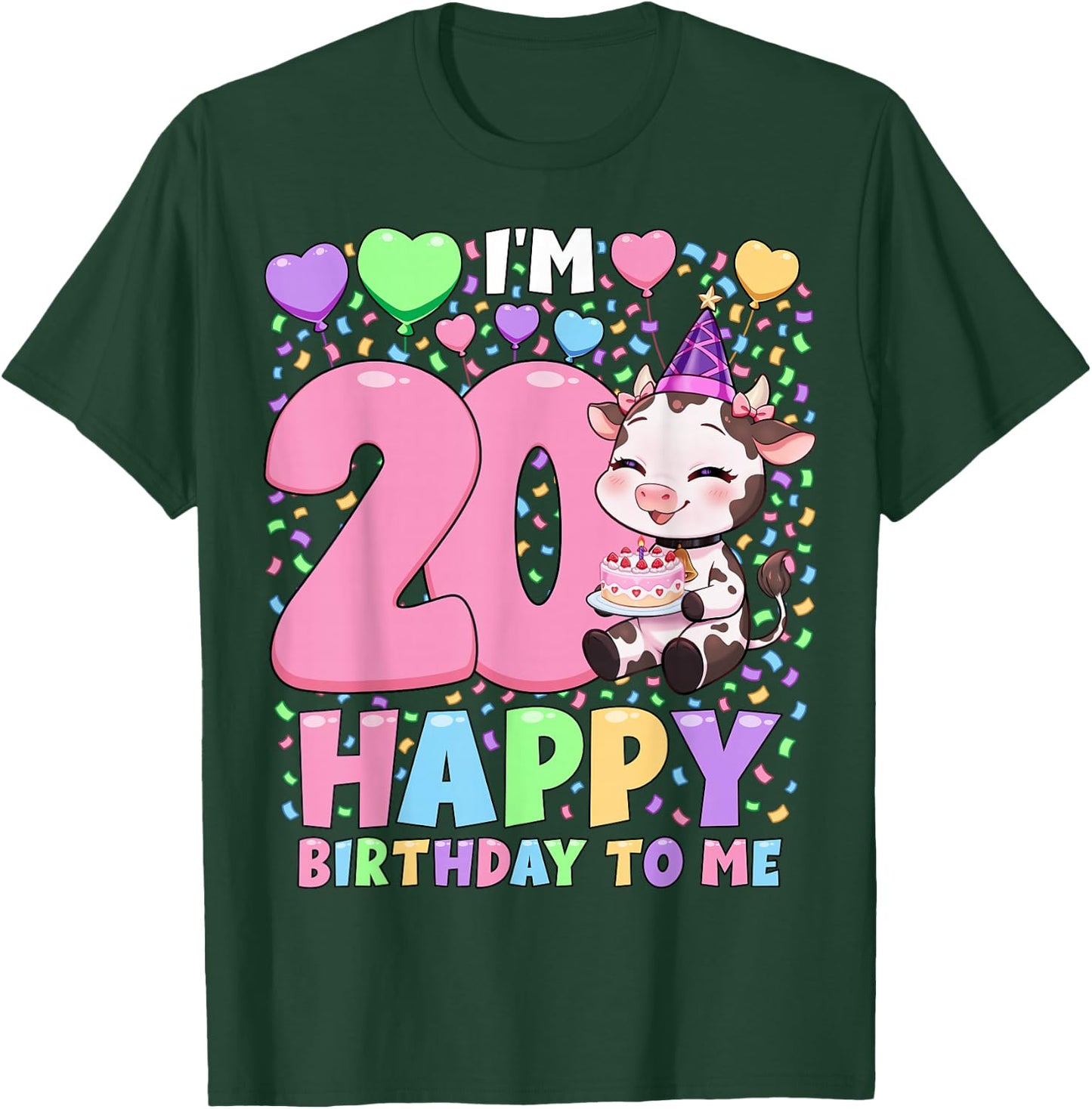 Farm Animal Cow Birthday Shirt | Girls 20th Birthday Cow T-Shirt - T-Shirt | Forest