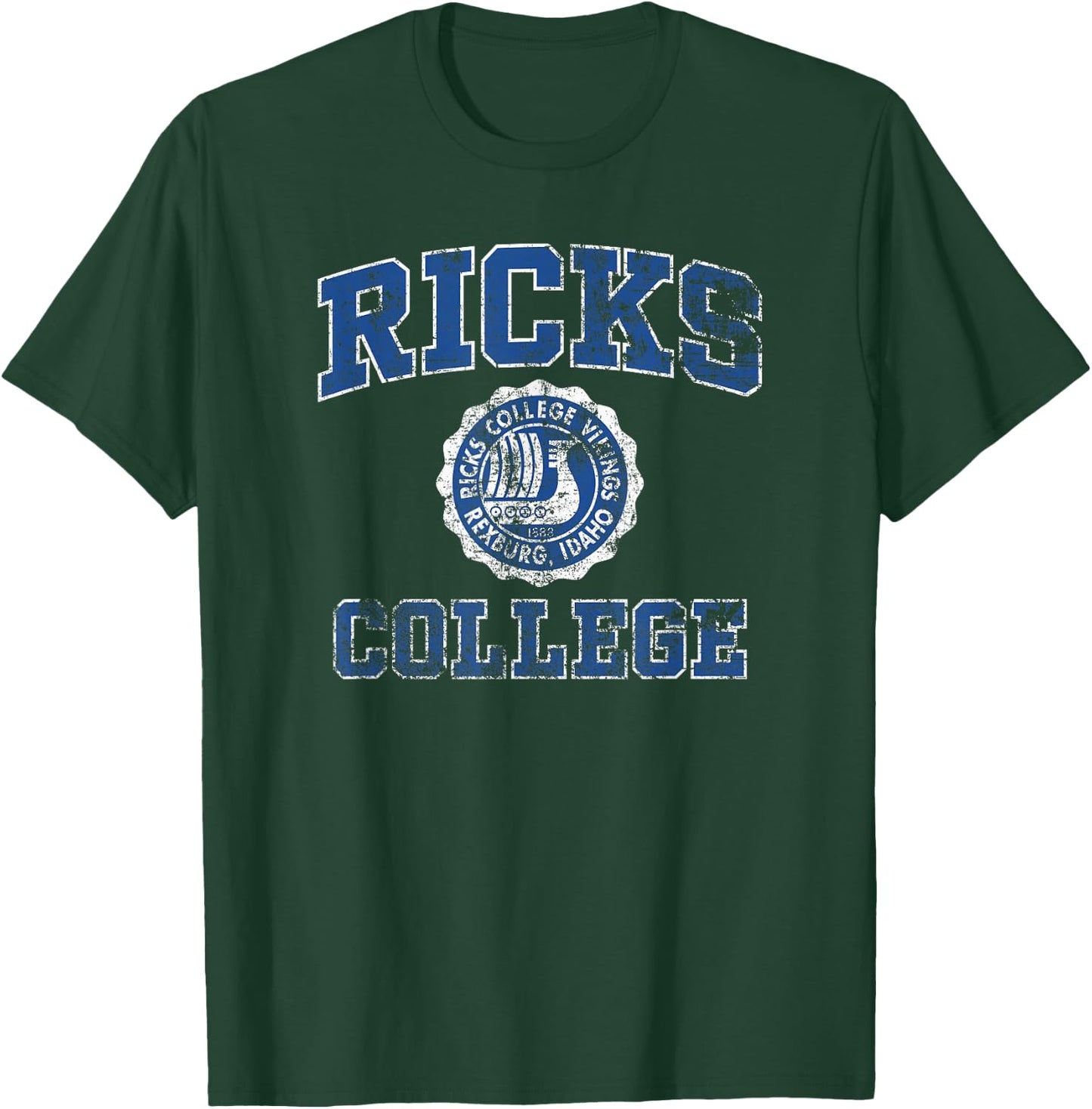 Ricks College Seal Distressed , Small, Black T-Shirt - T-Shirt | Forest