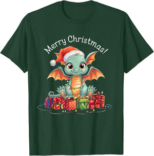 Dragon Christmas Sweater Dragon Fairy Lights cute funny T-Shirt - T-Shirt | Forest