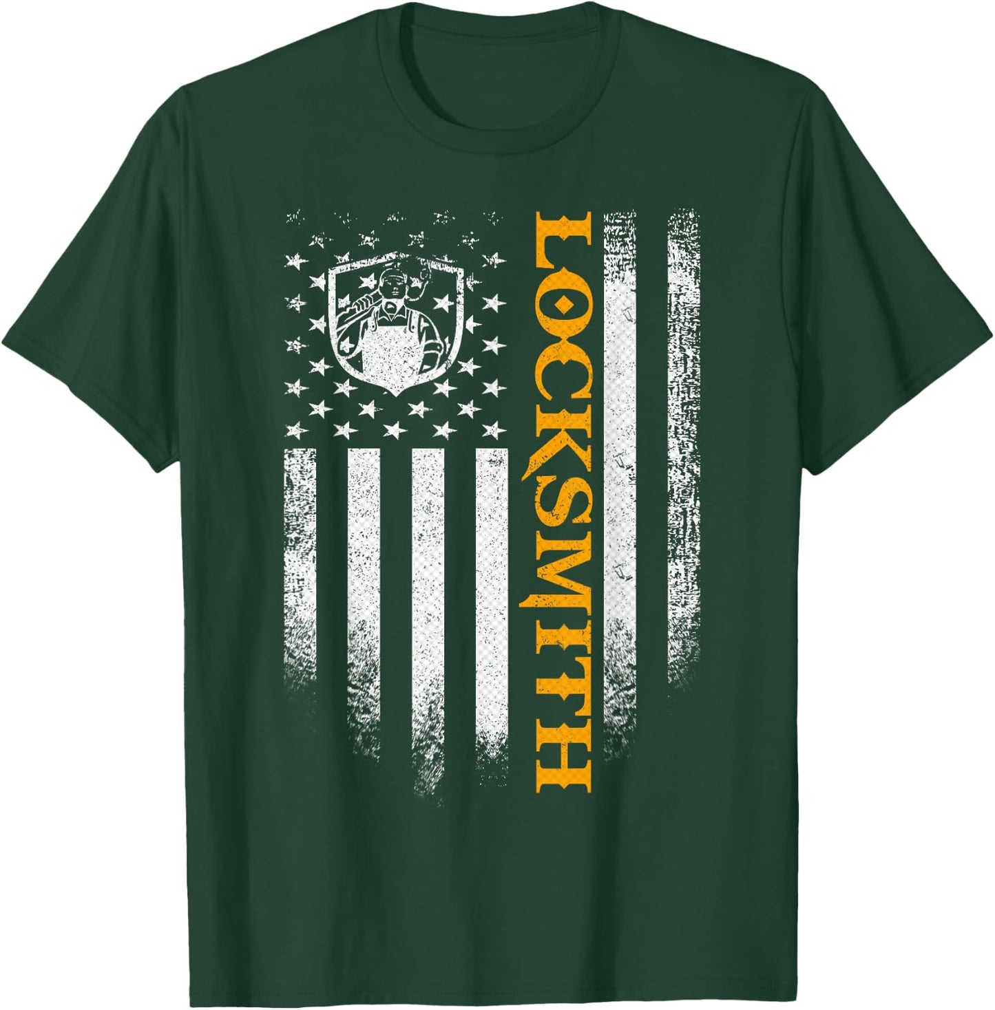 Vintage USA Locksmith American Flag Patriotic Funny Gift T-Shirt - T-Shirt | Forest