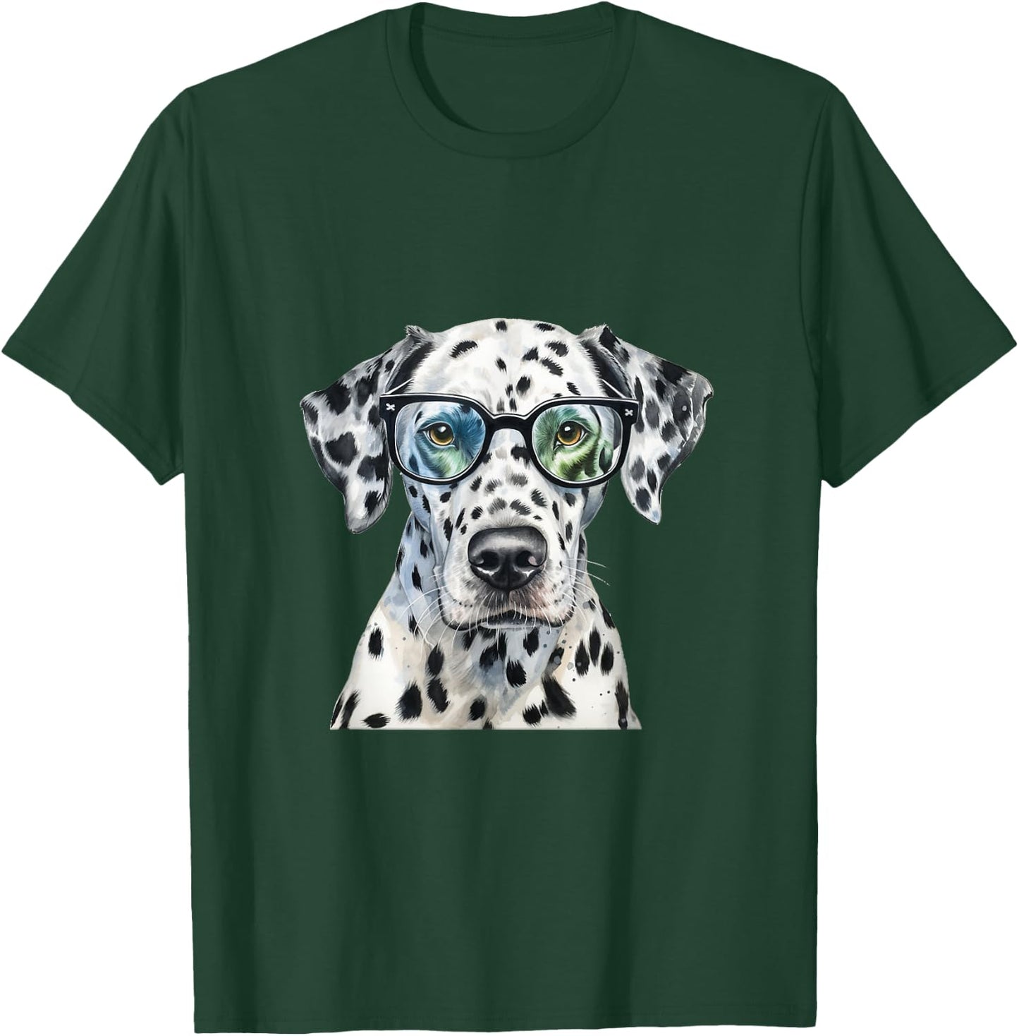 Dalmatian Watercolour Dog Wearing Glasses T-Shirt - T-Shirt | Forest