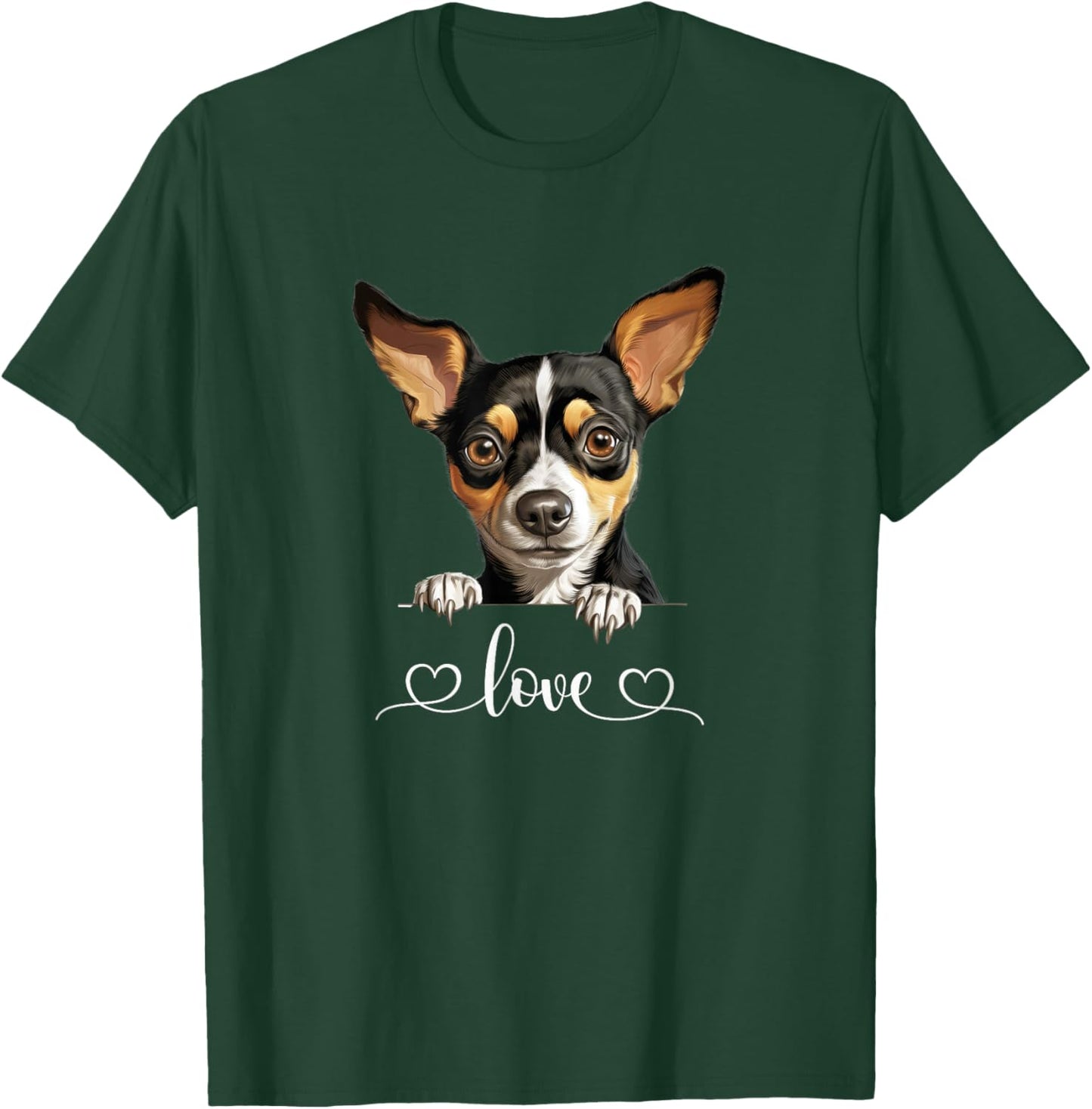 Cute Dog Graphic Love Puppy Rat Terrier Dog T-Shirt - T-Shirt | Forest