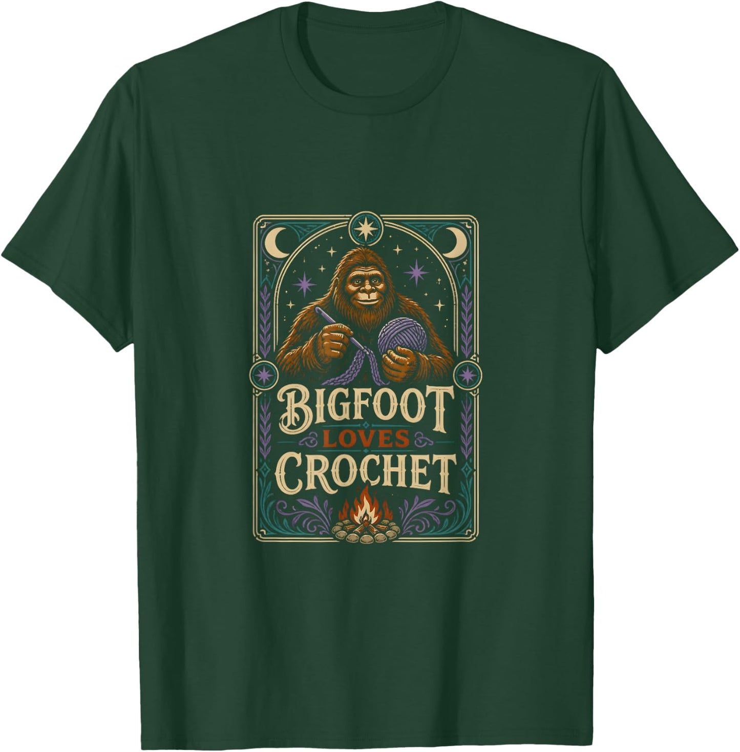 Bigfoot Loves Crochet Crochet Lover T-Shirt - T-Shirt | Forest
