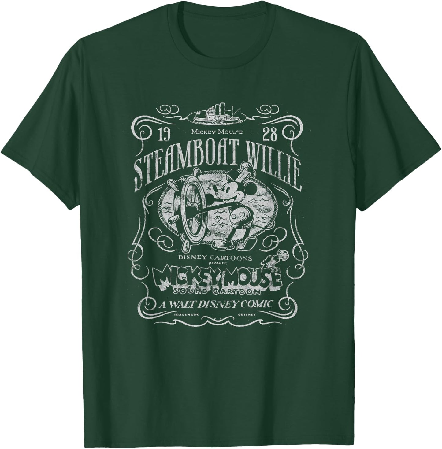 Disney 100 Mickey Mouse Steamboat Willie Poster Homage D100 T-Shirt - T-Shirt | Forest