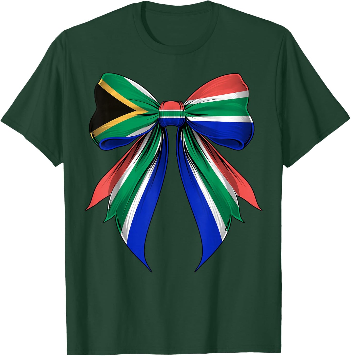South Africa Flag South African Pride Coquette Ribbon T-Shirt - T-Shirt | Forest